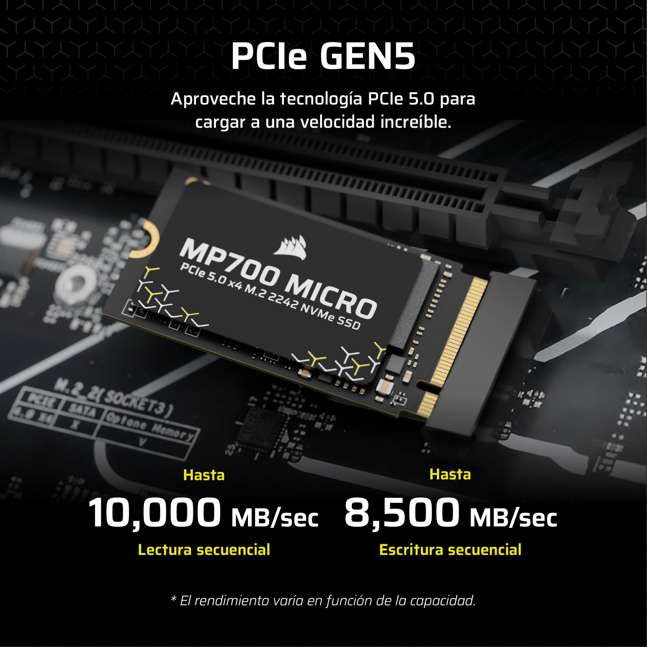 Corsair MP700 Micro 2TB PCIe 5.0 NVMe M.2 2242 SSD – Negro