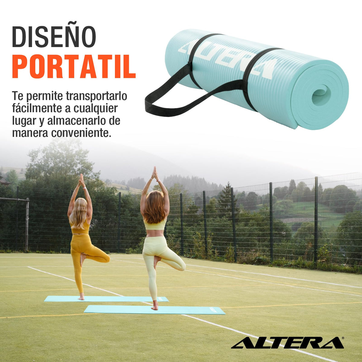 Tapete de Yoga y Pilates Fitness con Correa, Esterilla de Pilates, Pilates Fitness con Correa Transportadora, Antideslizante y Resistente al agua, Ideal para Gimnasio, Ejercicio en Casa, Deporte, Colchoneta, Gimnasia.