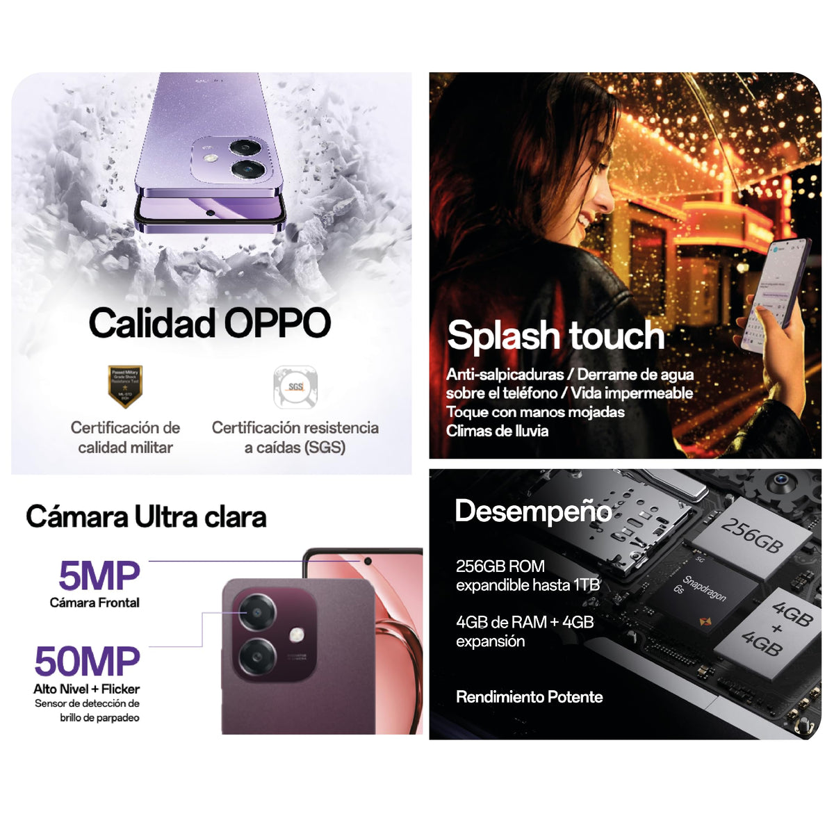 OPPO A40 café 4GB+256GB, Resistencia Grado Militar, Super Charge, 1 Años de Garantía