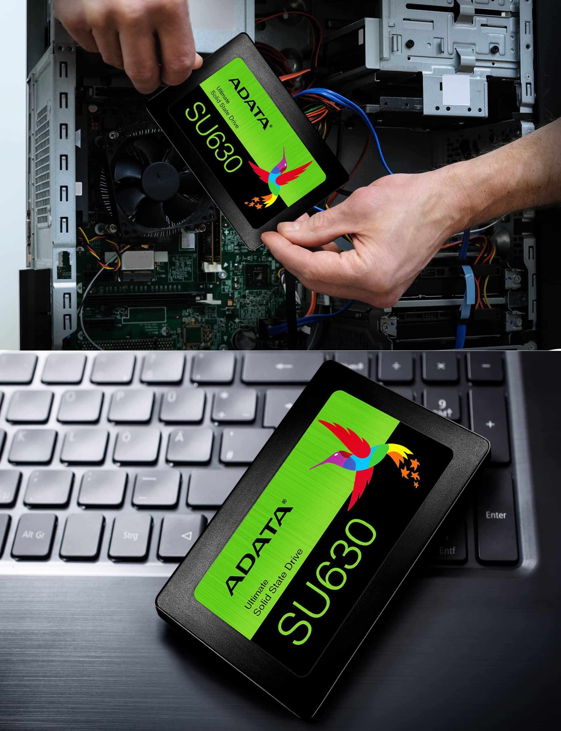 ADATA Unidad de Estado Sólido SSD SU630 480 GB 3D NAND , SATA III,QLC,2.5",520 MB/s de lectura y 450 MB/s de escritura
