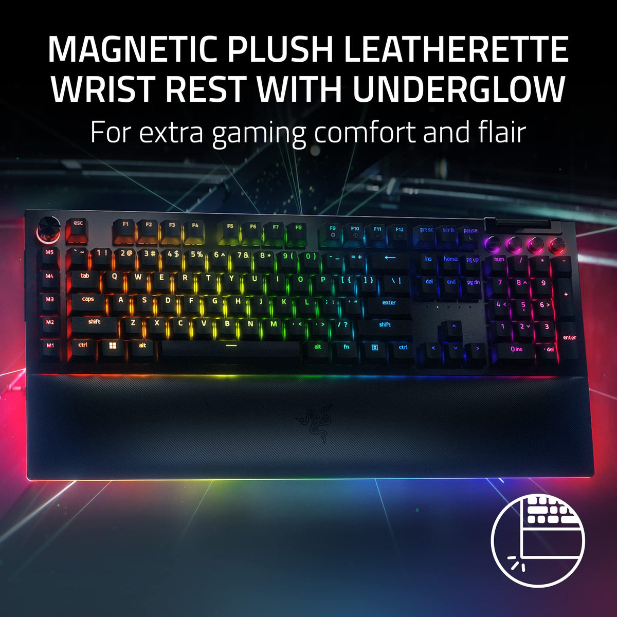 Razer BlackWidow V4 Pro Teclado para juegos con cable: interruptores amarillos, lineales y silenciosos, Chroma RGB - Negro (reacondicionado)