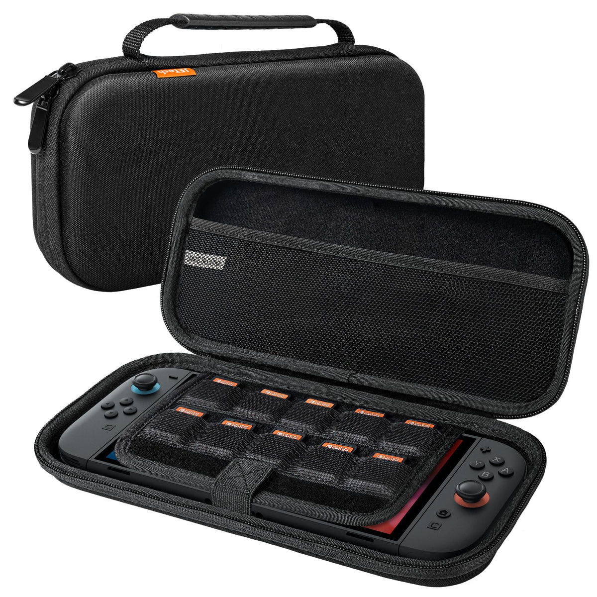JETech Estuche Transporte para Nintendo Switch 2 (2025) 7.9 Pulgadas, Bolsa Viajar Portátil Dura Caparazón con 10 Ranuras para Tarjetas Juego y Bolsillo Accesorios, Anti-Arañazos (Negro)