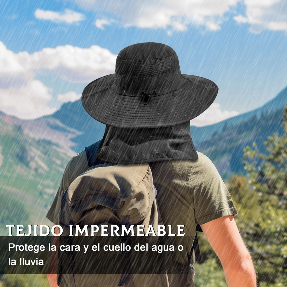 Sombrero de Pesca Protección UV, UPF50+ Sombrero para el Sol para Hombre y Mujer, Gorro Pescador con Cortinas para Cara y Cuello, Plegable y Impermeable, para Senderismo Camping Playa Jardín,Unisex