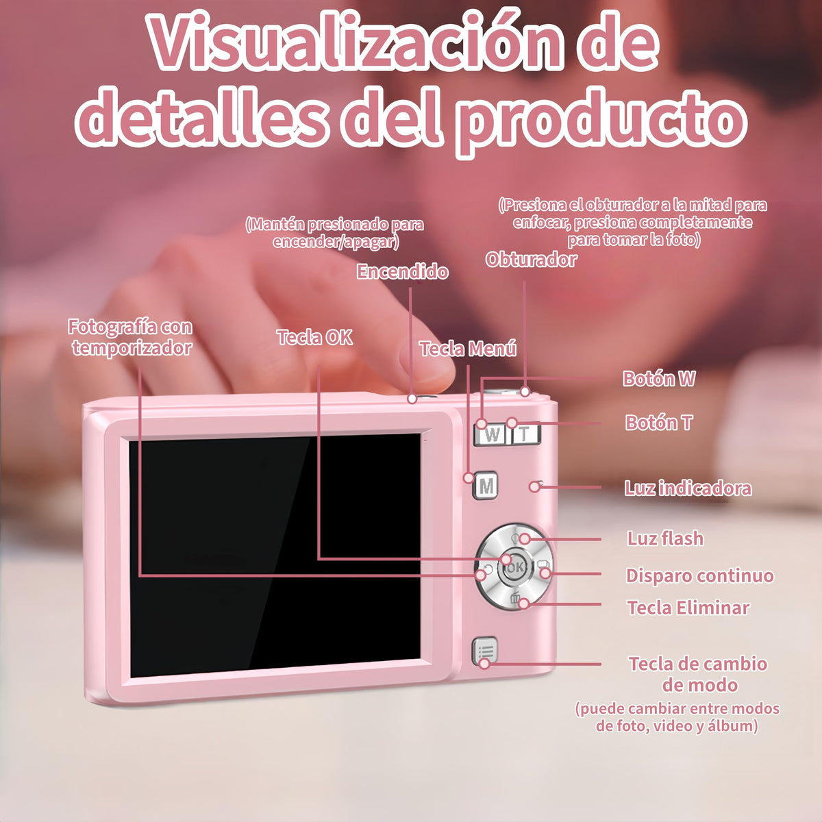 SUWENIC Cámara Digital, Camaras Fotografíacas, Digital Camara Vintage HD 1080P 50MP, Cámara de Video con Tarjeta 64GB, Enfoque Automático con Zoom 16X, 2.5'' Mini Camara para Niños y Niñas Plateado