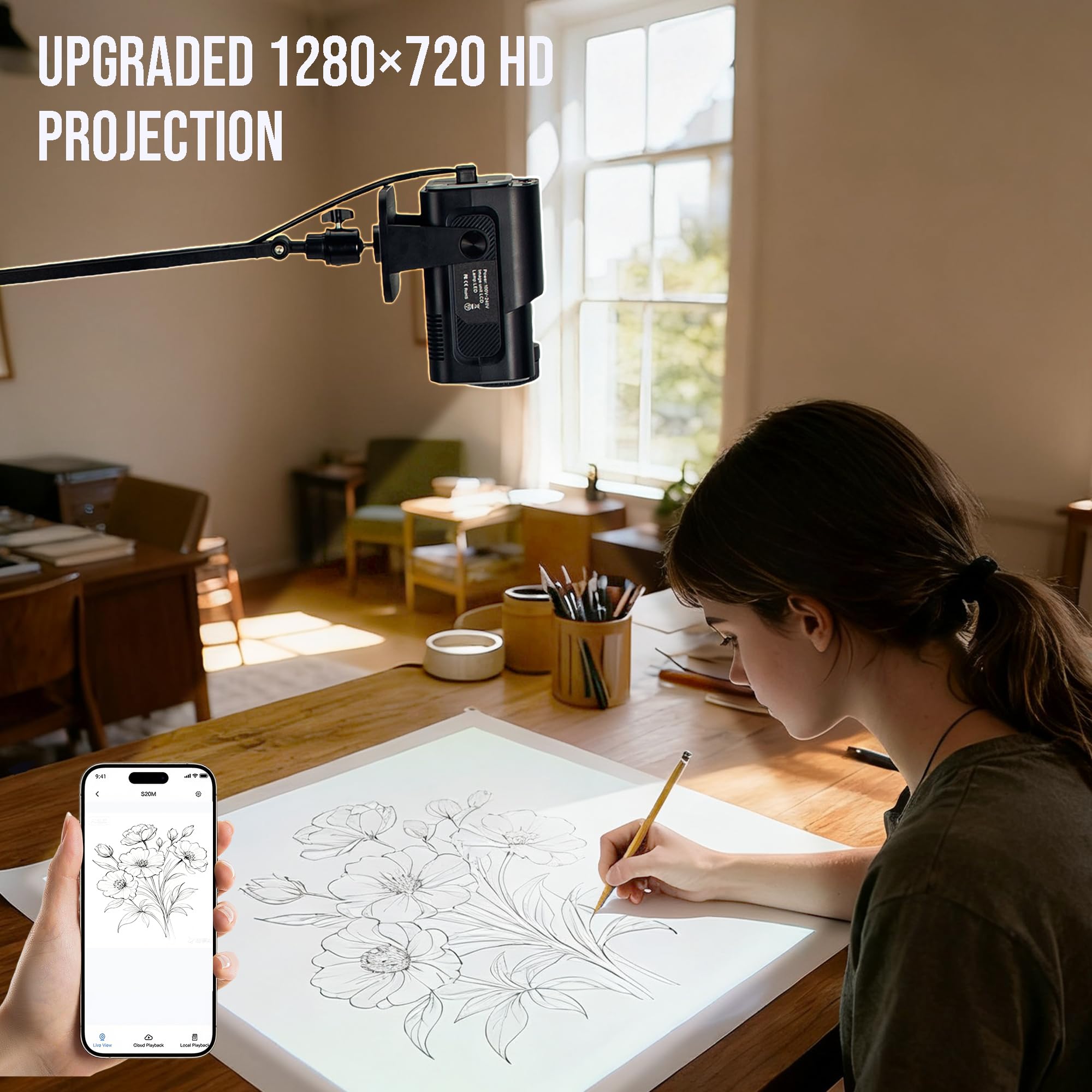 HI-REEKE Proyector de Arte para Trazado, Proyector de Dibujo Inteligente de Bocetos de Arte en Pared y Lienzo para Artistas