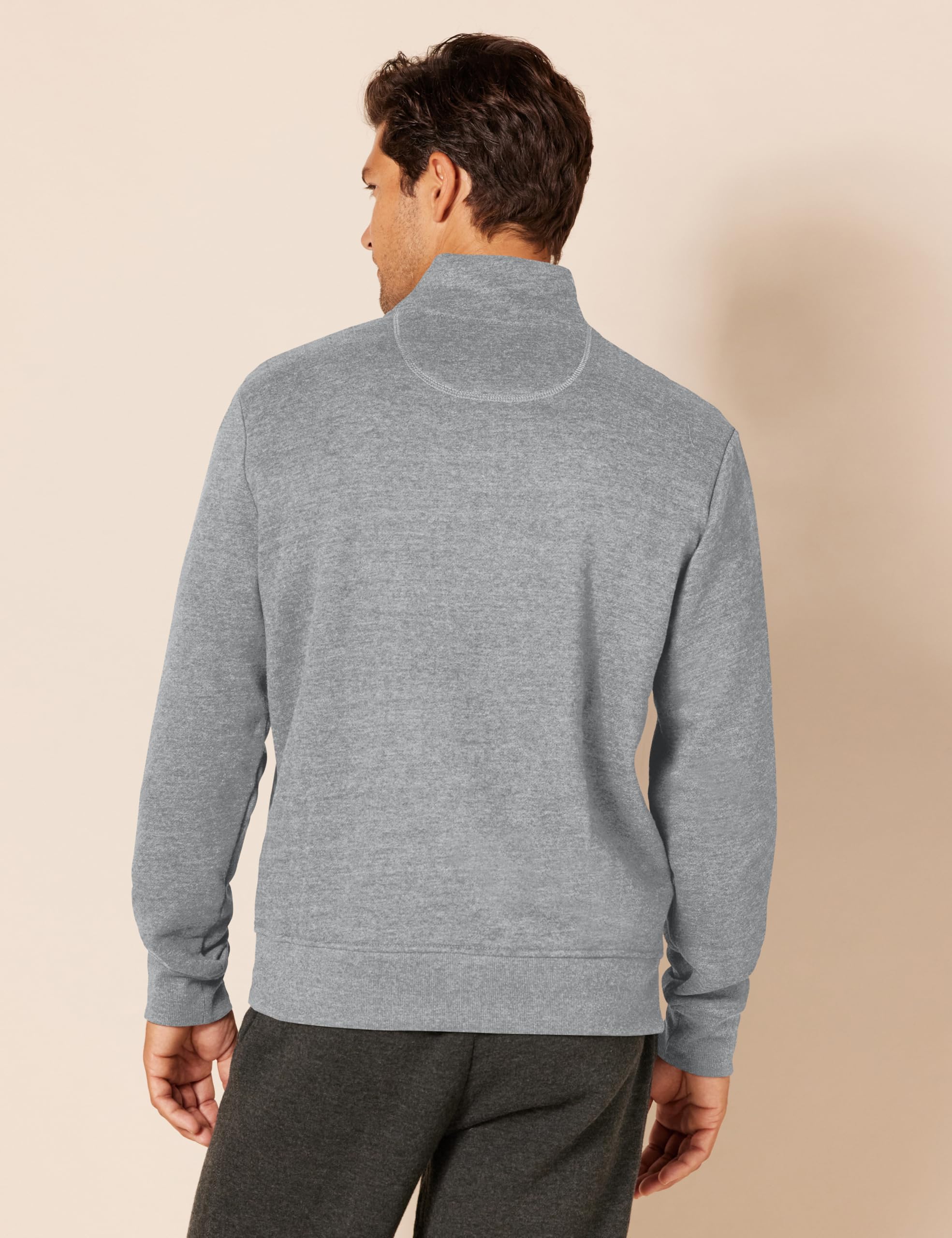 Amazon Essentials - Sudadera de forro polar de manga larga con cremallera de un cuarto, color gris medio jaspeado, talla XG