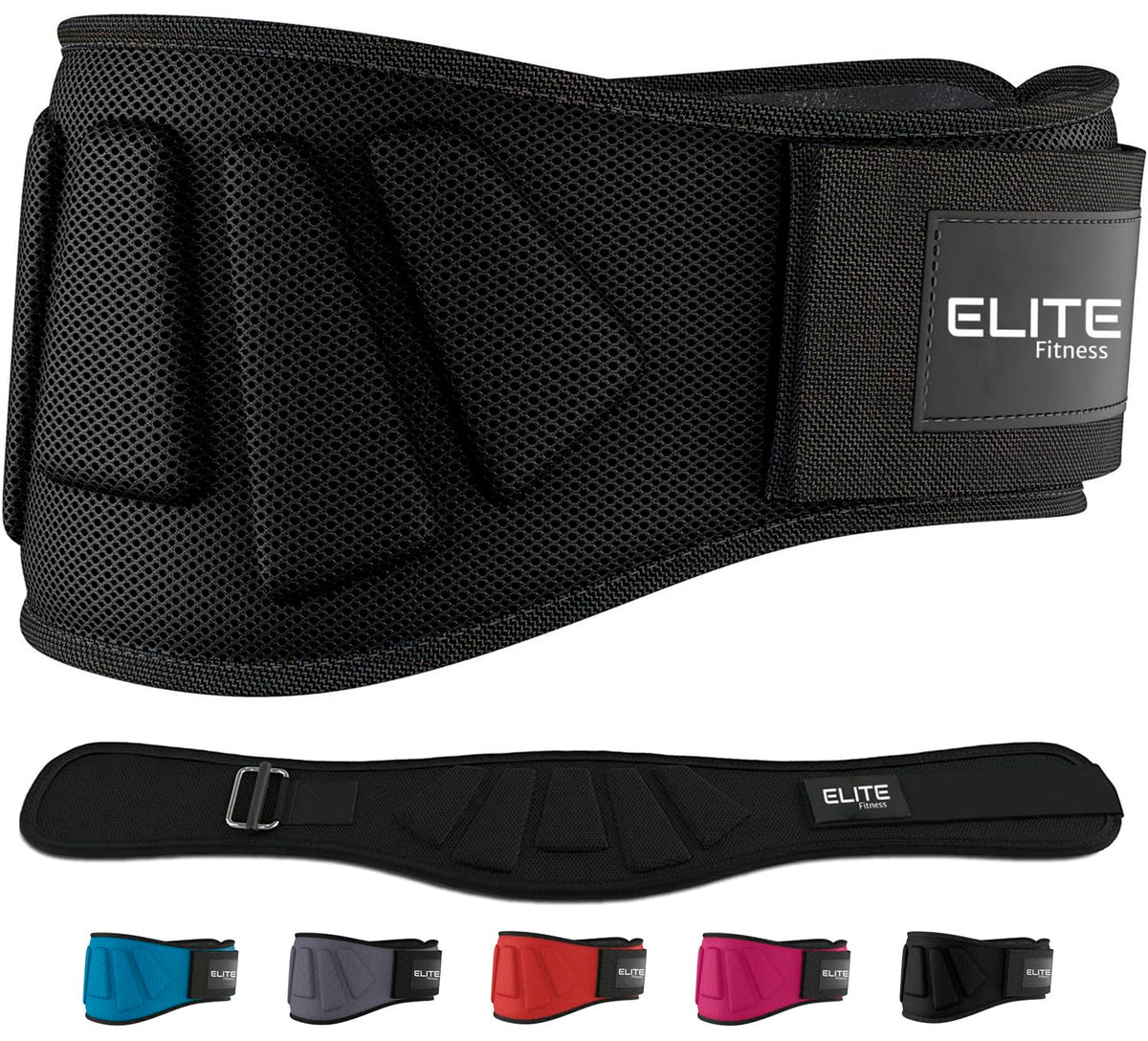 Cinturon para gimnasio, faja para soporte de espalda baja, ideal para levantamiento de pesas, 17cm de soporte, (Negro, Grande)