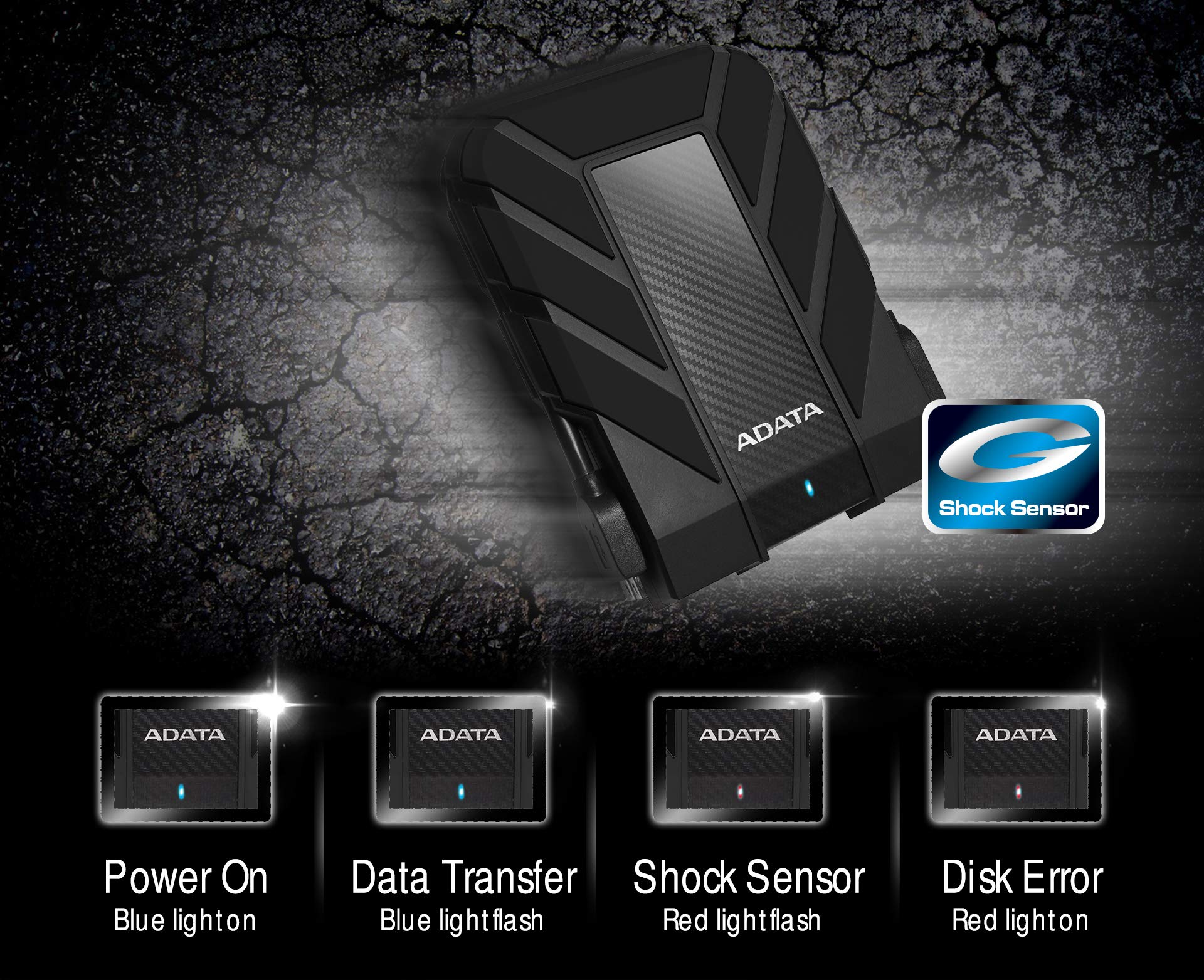 ADATA Disco Duro Externo HDD HD710P,4 TB, Resistente a golpes,agua y polvo, certificación grado militar, Color Negro