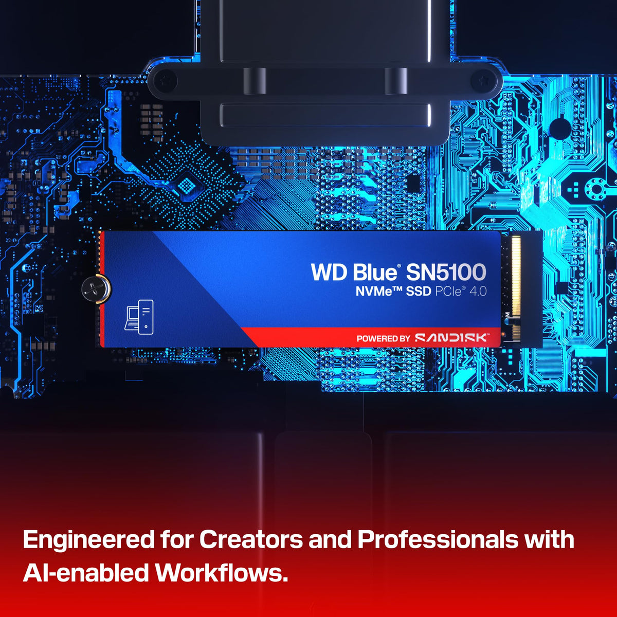 WD Blue SN5100 1TB NVMe SSD - M.2 2280, PCIe Gen 4.0, Unidad Interna de Estado sólido - velocidades de Lectura de hasta 7,100 MB/s, Almacenamiento actualizado para PC/portátiles - WDS100T5B0E