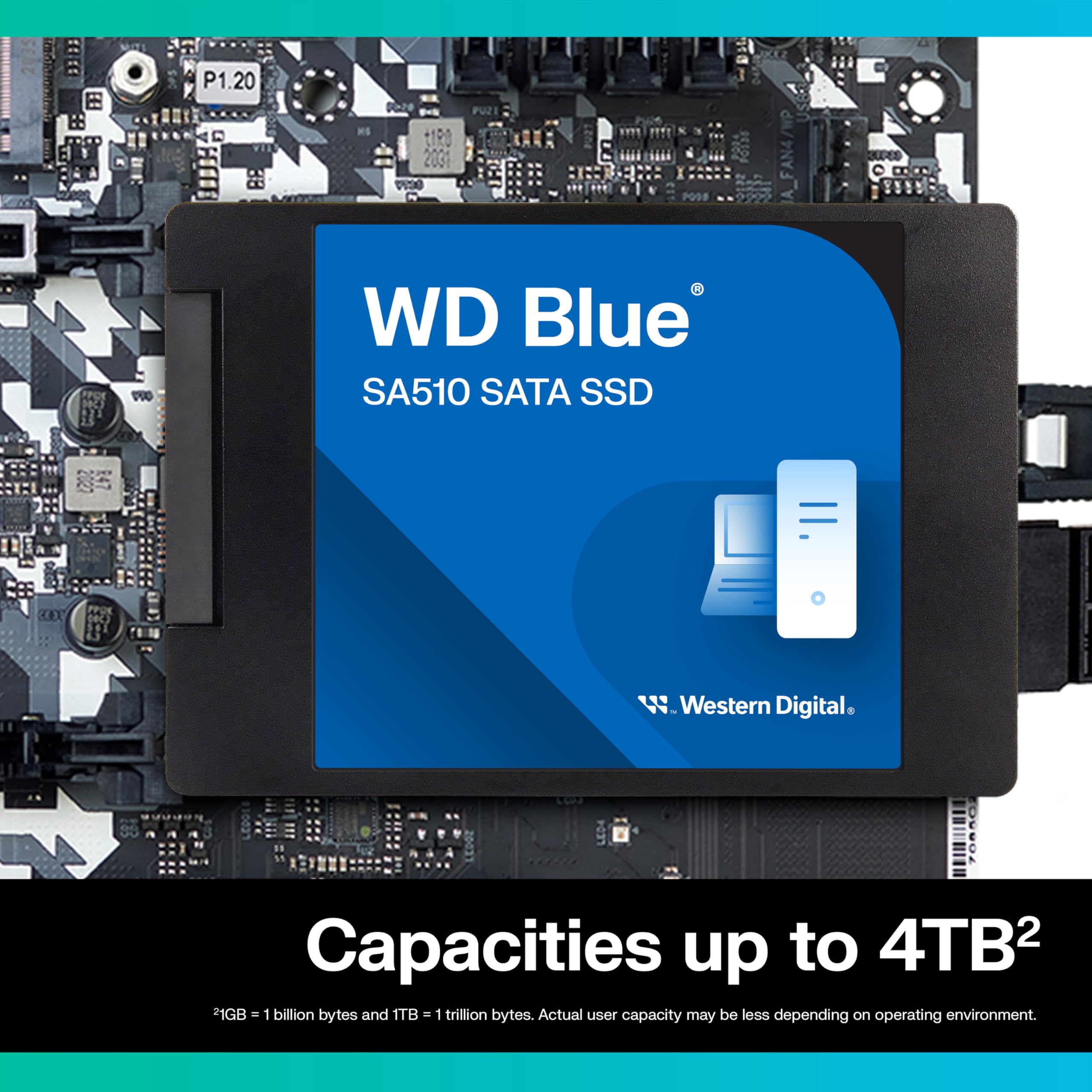 Western Digital Unidad de Estado Sólido Interna Sata WD Sa510 SSD - Sata III 6 GB/S, 2,5"/7 mm, hasta 560 MB/S - Wds200T3B0A 2Tb Azul
