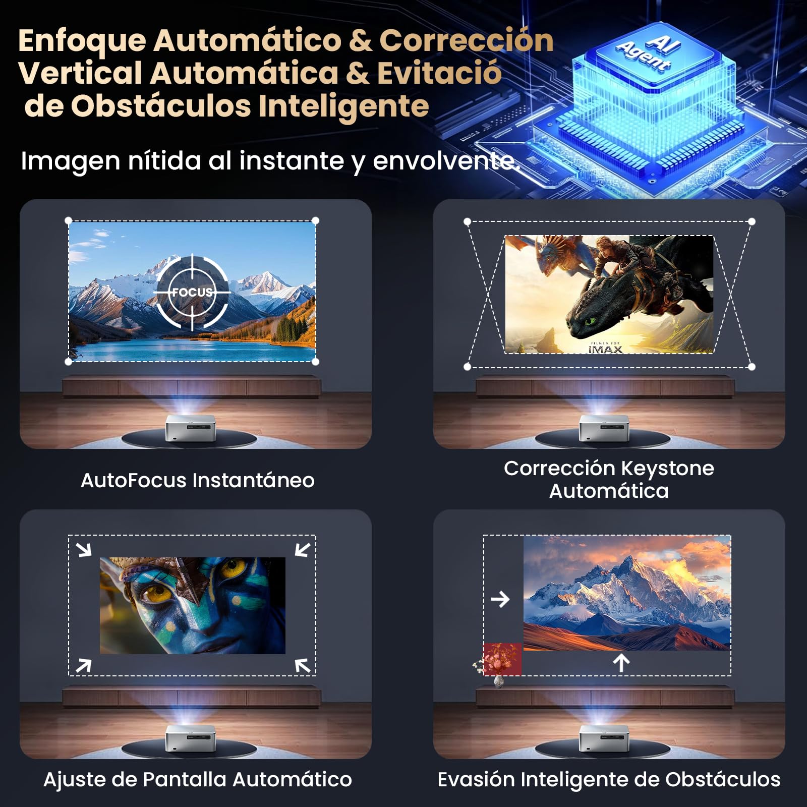 KACOTA 【Autoajuste/3000ANSI】 Proyector 4K P7 Pro, Android Sistema,Memoria 2+32GB,Proyector Gamer/Cine en casa(Latencia<18 ms),300 Pulgadas,WiFi 6,RJ45,Bluetooth 5.2, Compatible con iOS/Android/PC/PS5