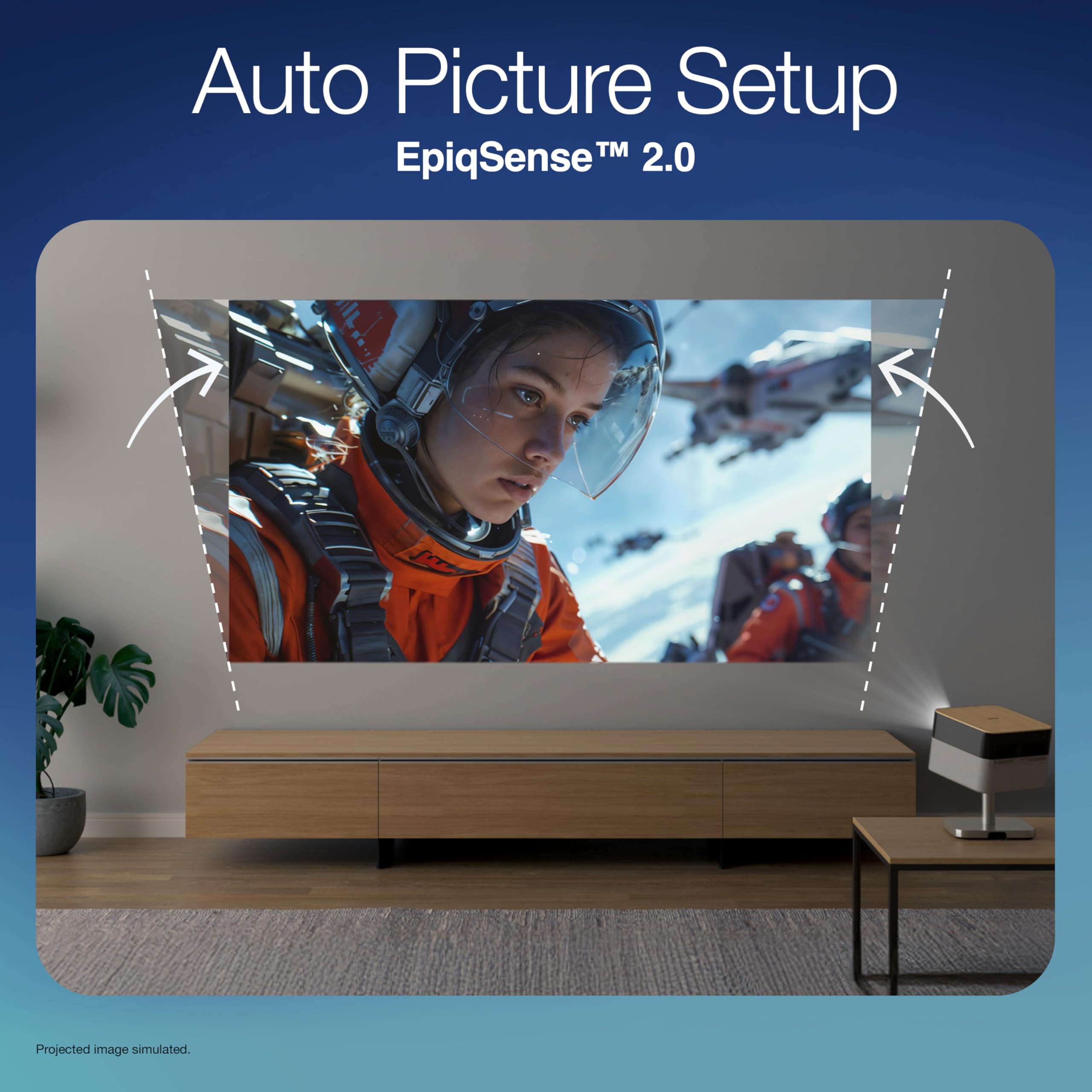 Proyector Epson Lifestudio™ Flex Plus EF72 Roble 4K Pro-UHD con Sonido Bose, App Epson Projection Studio, Soporte Ajustable, Google TV Integrado y tecnología Triple Core Engine