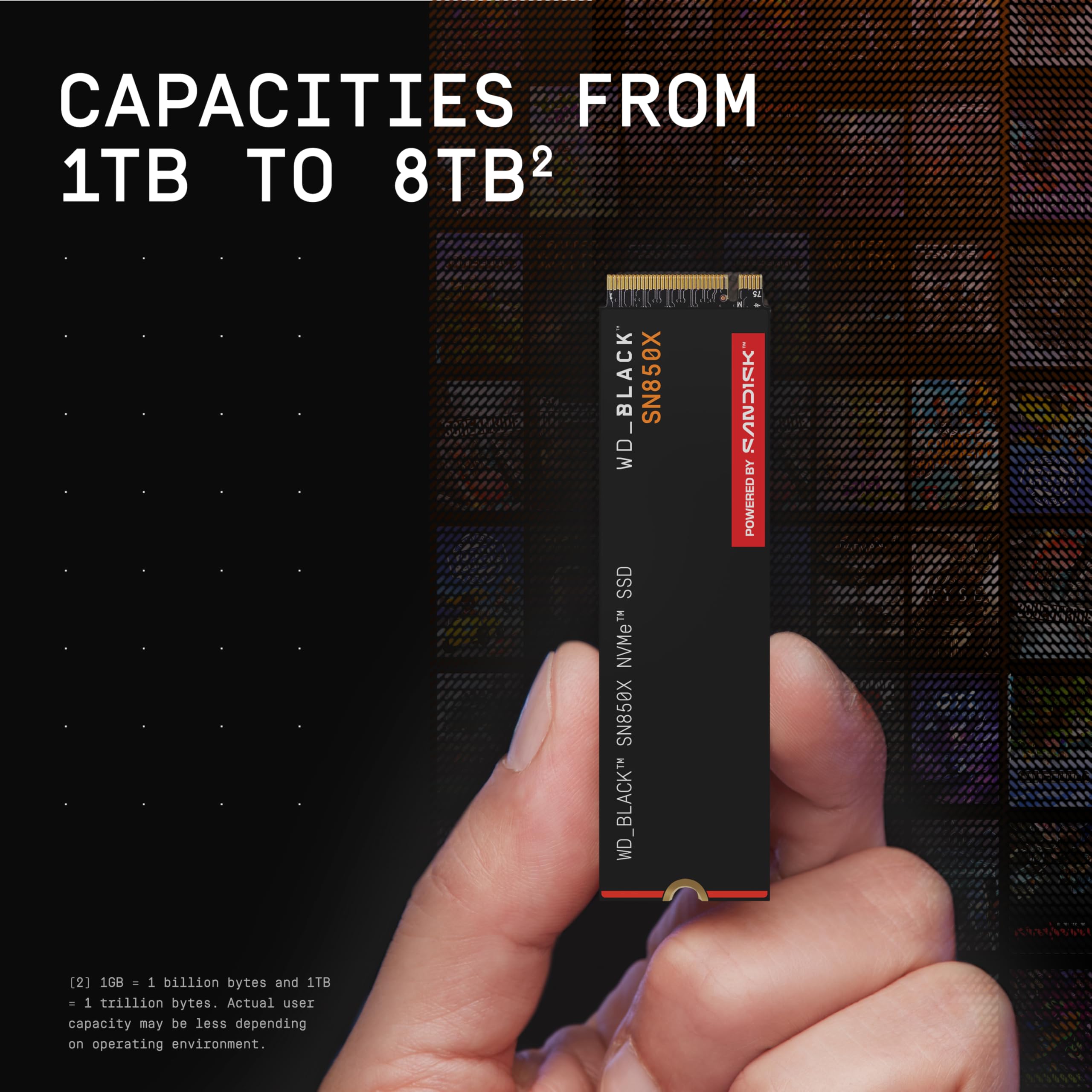 WD_Black 8TB SN850X NVMe Unidad de Estado sólido Interna para Juegos - Gen4 PCIe, M.2 2280, hasta 7.200 MB/s - WDS800T2X0E