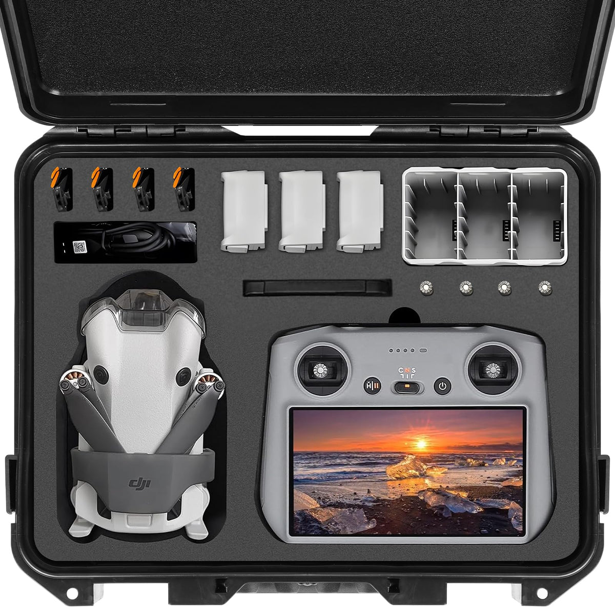 GIVOOBE Funda rígida para DJI Mini 3/Mini 3 Pro, Estuche Rígido Impermeable para DJI Mini 3 Series(driver DJI RC), Funda de transporte y mochila compatible DJI Mini 3, no es compatible con DJI Mini 4