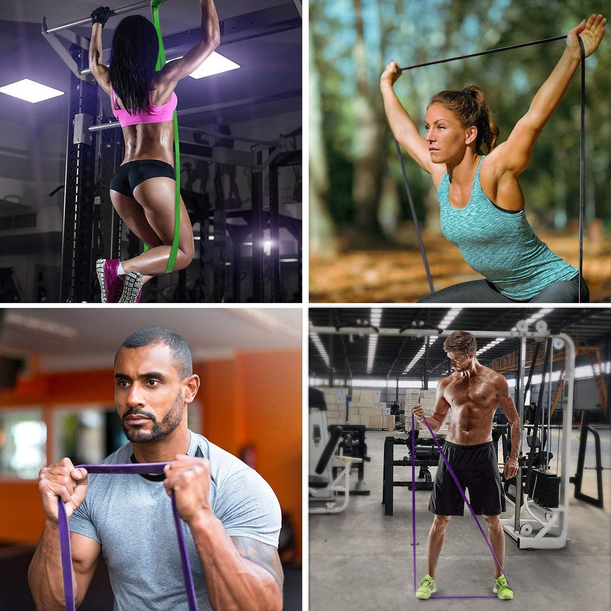 JASUVII Bandas de Resistencia -4Pack Bandas elásticas, Loop Bands, Bandas de Ejercicio, Correas de Asistencia para Pull ups, Bandas Elásticas para Ejercicio en Casa o Gimnasio