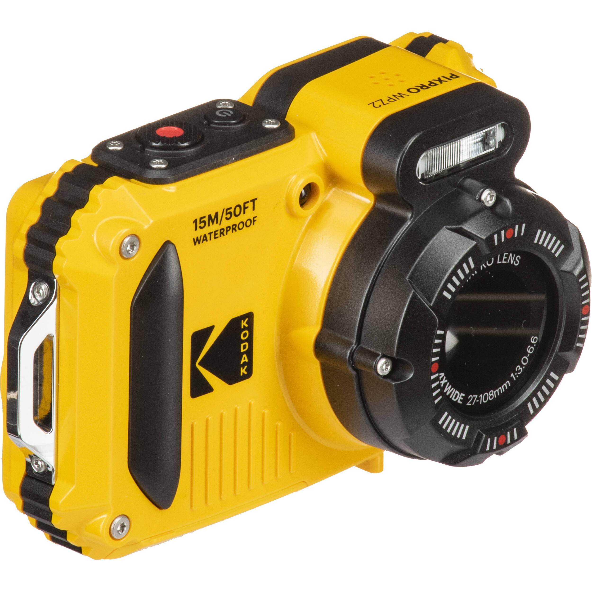 Kodak PIXPRO WPZ2 - Cámara digital resistente y a prueba de agua con estuche negro Point & Shoot + tarjeta microSDHC de 32GB (amarillo) Paquete (3 artículos)