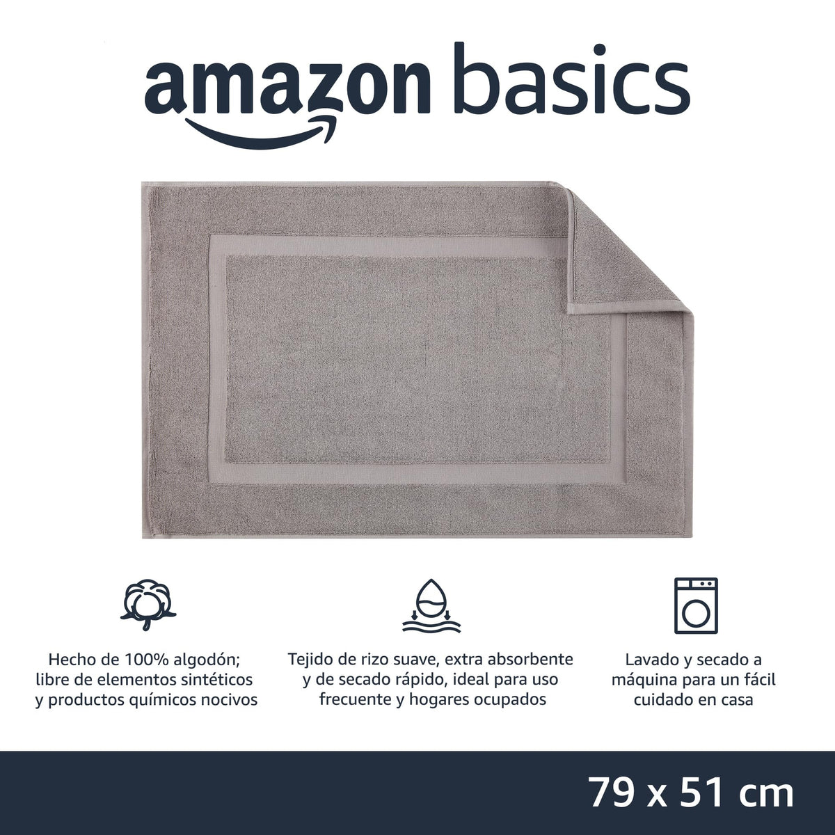 Amazon Basics - Alfombra de baño con bandas, 20 x 31 pulgadas, color gris polvo