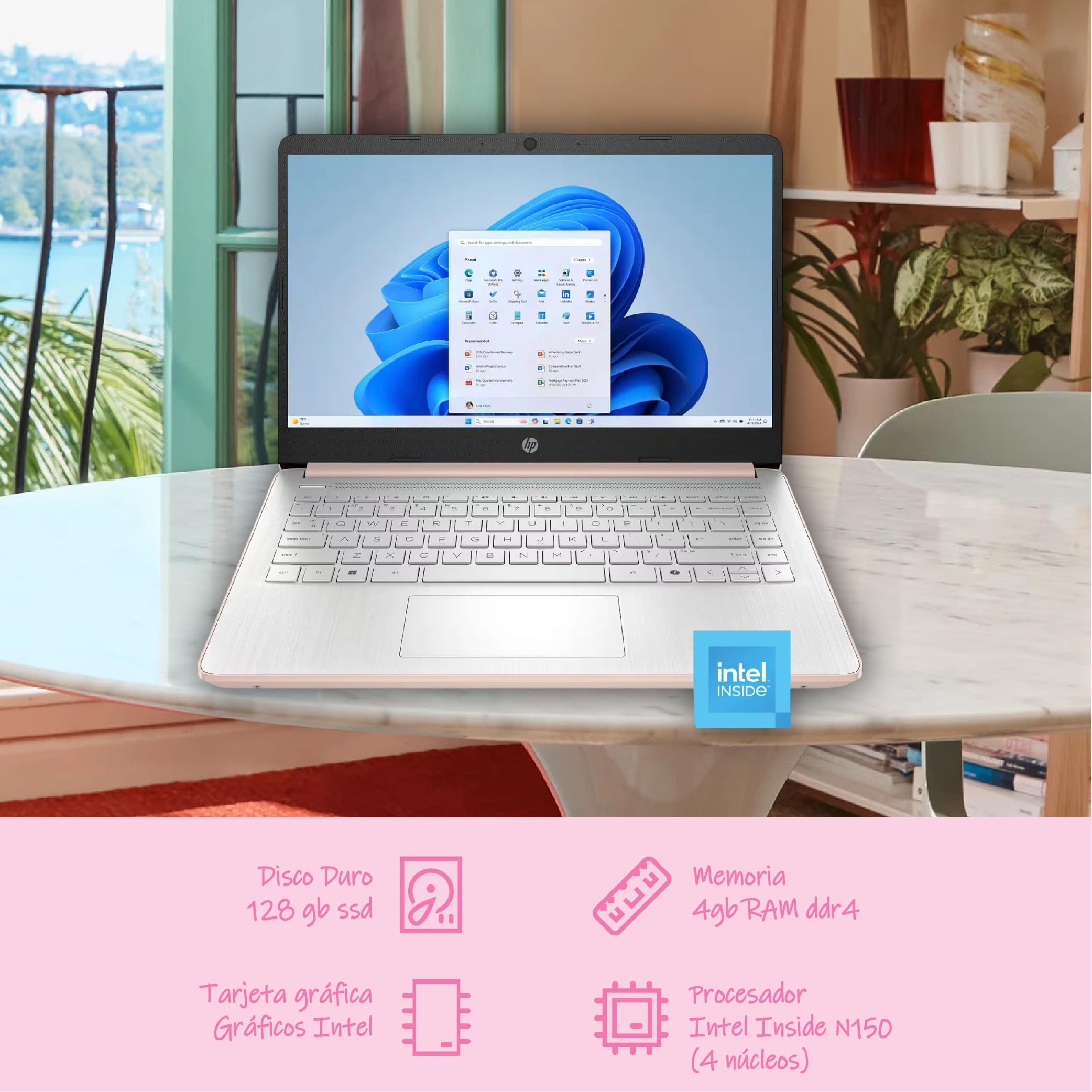HP Laptop 14" Celeron 4GB 128GB 14" Dorado 14-dq6015dx