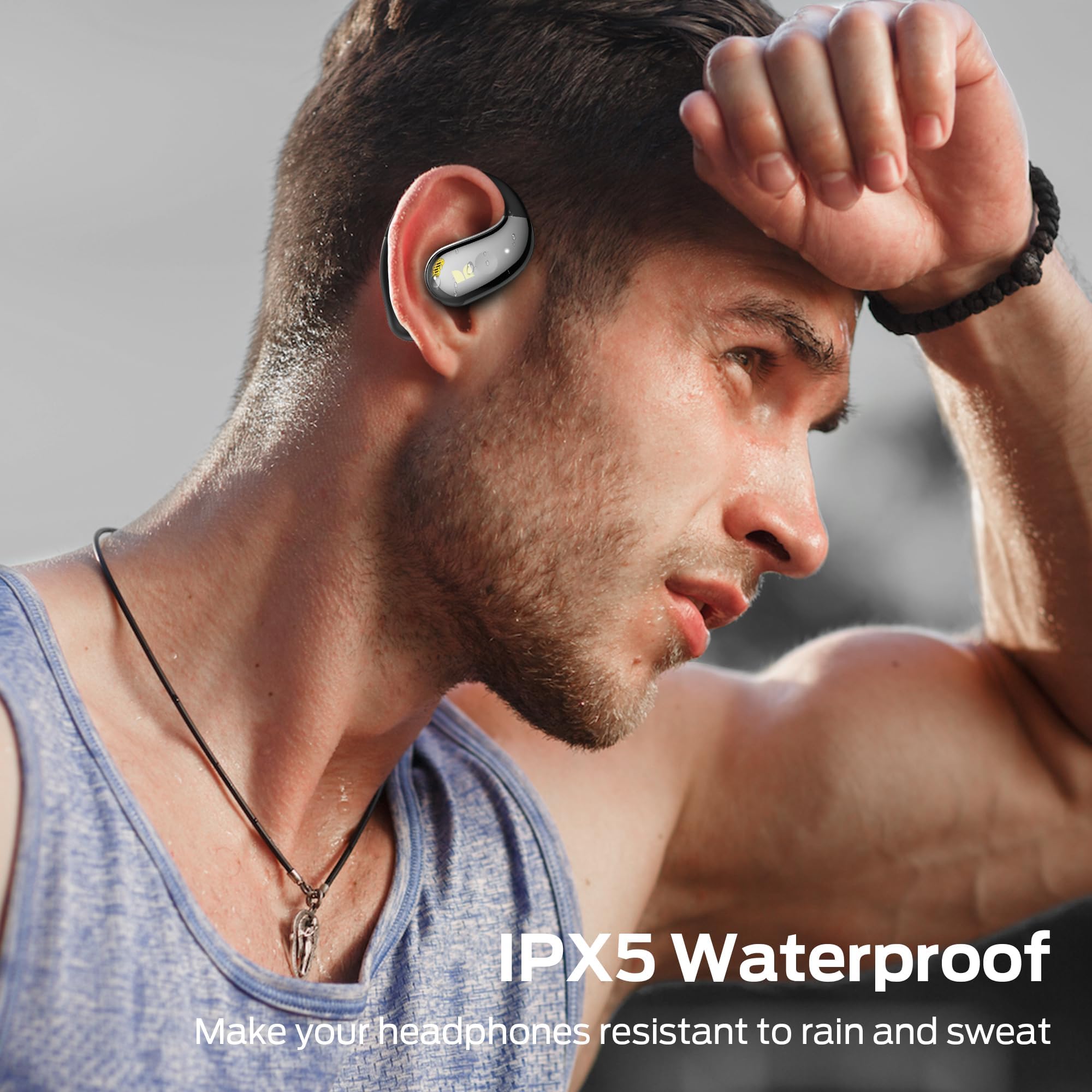 Monster Open Ear AC360 Audífonos, Auriculares Bluetooth Rotativos con Cordón, Bluetooth 6.0 Mejorado, Ultra Cómodos, Llamada Clara, Control Táctil, 24h de Reproducción, Resistente al Agua IPX5, Negro