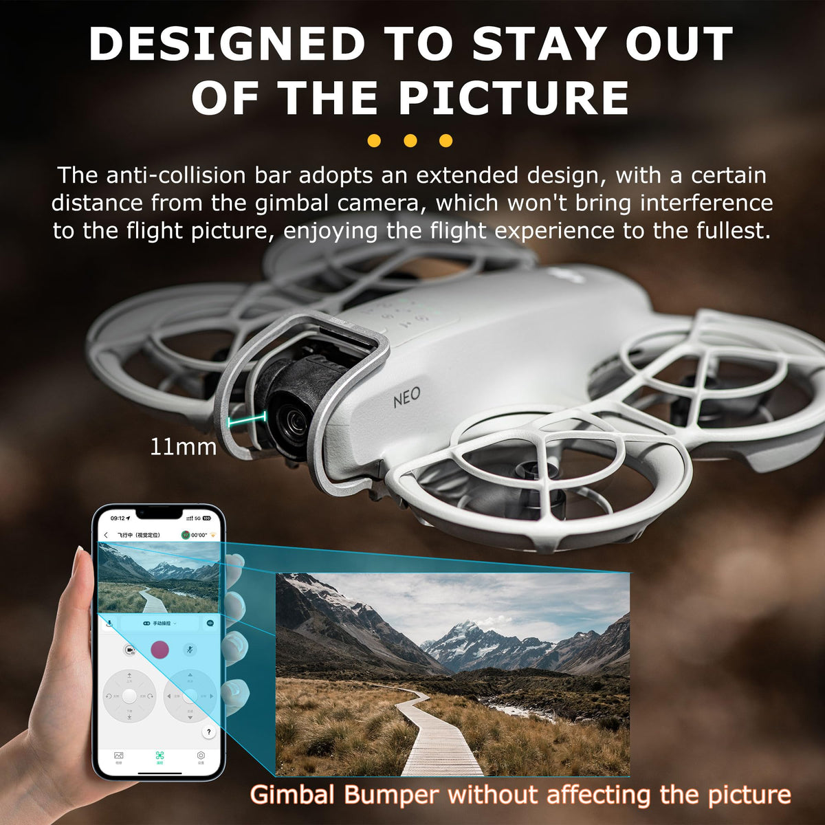 YDW - Protector de parachoques con cardán para DJI Neo Drone, aleación de aluminio, accesorios de protección de lente antichoque para DJI Neo Drone