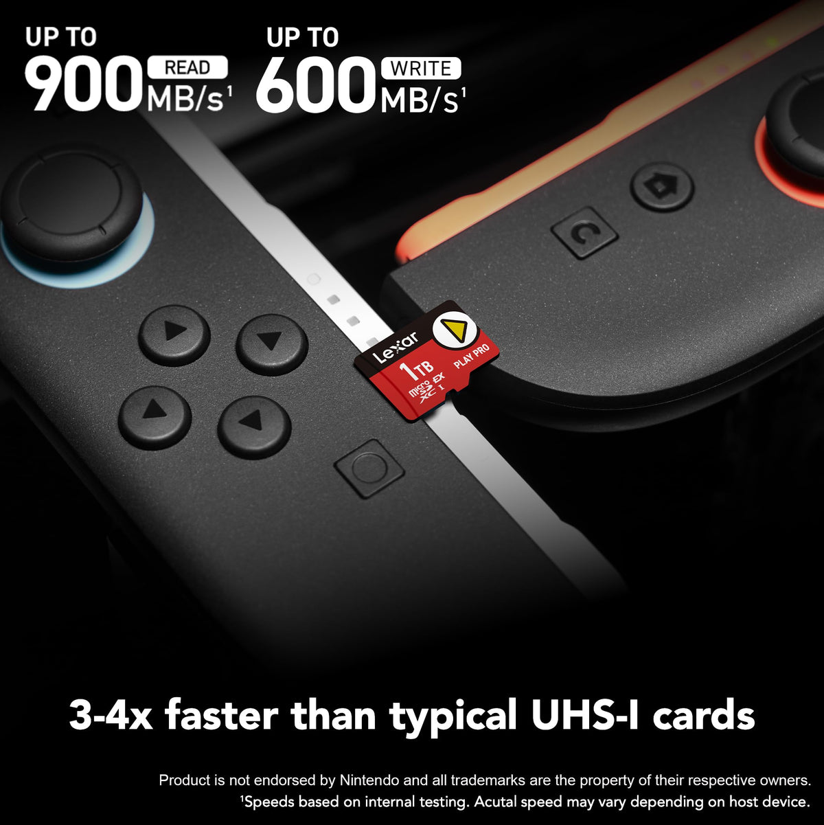 Lexar 1TB Play PRO microSD Express Card, UHS-I, C10, U3, V30, Full HD, 4K, hasta 900/600 MB/s Tarjeta de memoria, compatible con Nintendo Switch 2, ASUS ROG Ally, Steam Deck, Gaming (LMSXPS0001T-BNNNU