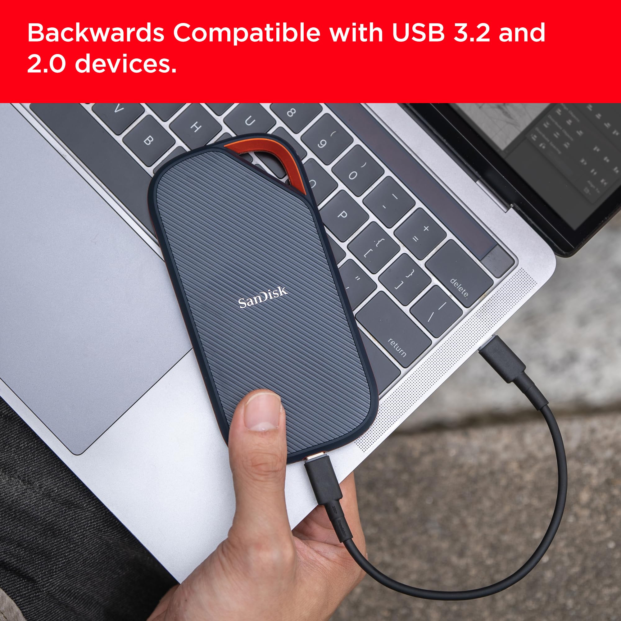SanDisk - SSD portátil Extreme Pro de 4 TB con USB4, hasta 3800 MB/s de Lectura y 3700 MB/s de Escritura, USB-C, USB 3.2, Compatible con Versiones anteriores, IP65 Resistencia al Agua y al Polvo -