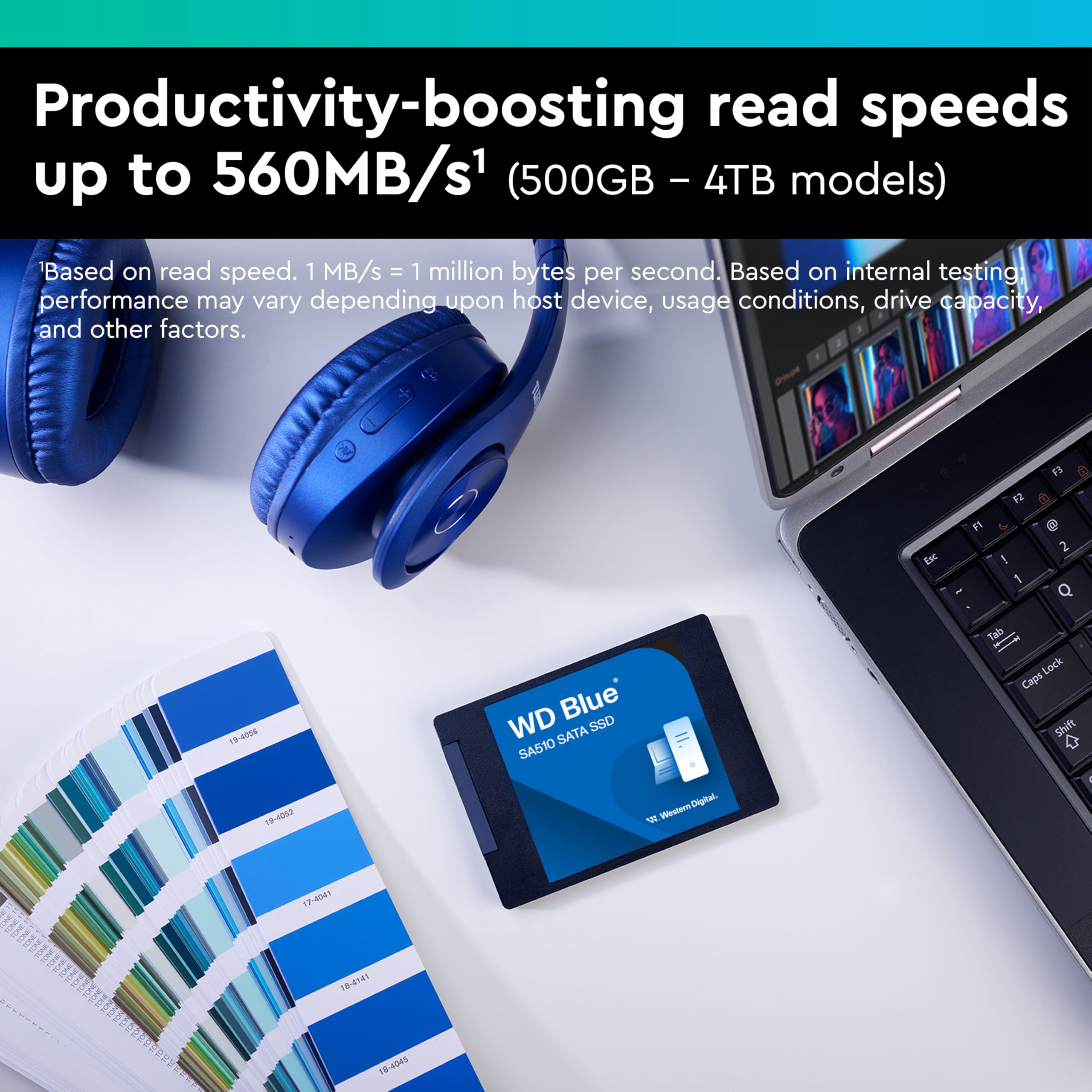 Western Digital Unidad de Estado Sólido Interna Sata WD Sa510 SSD - Sata III 6 GB/S, 2,5"/7 mm, hasta 560 MB/S - Wds200T3B0A 2Tb Azul