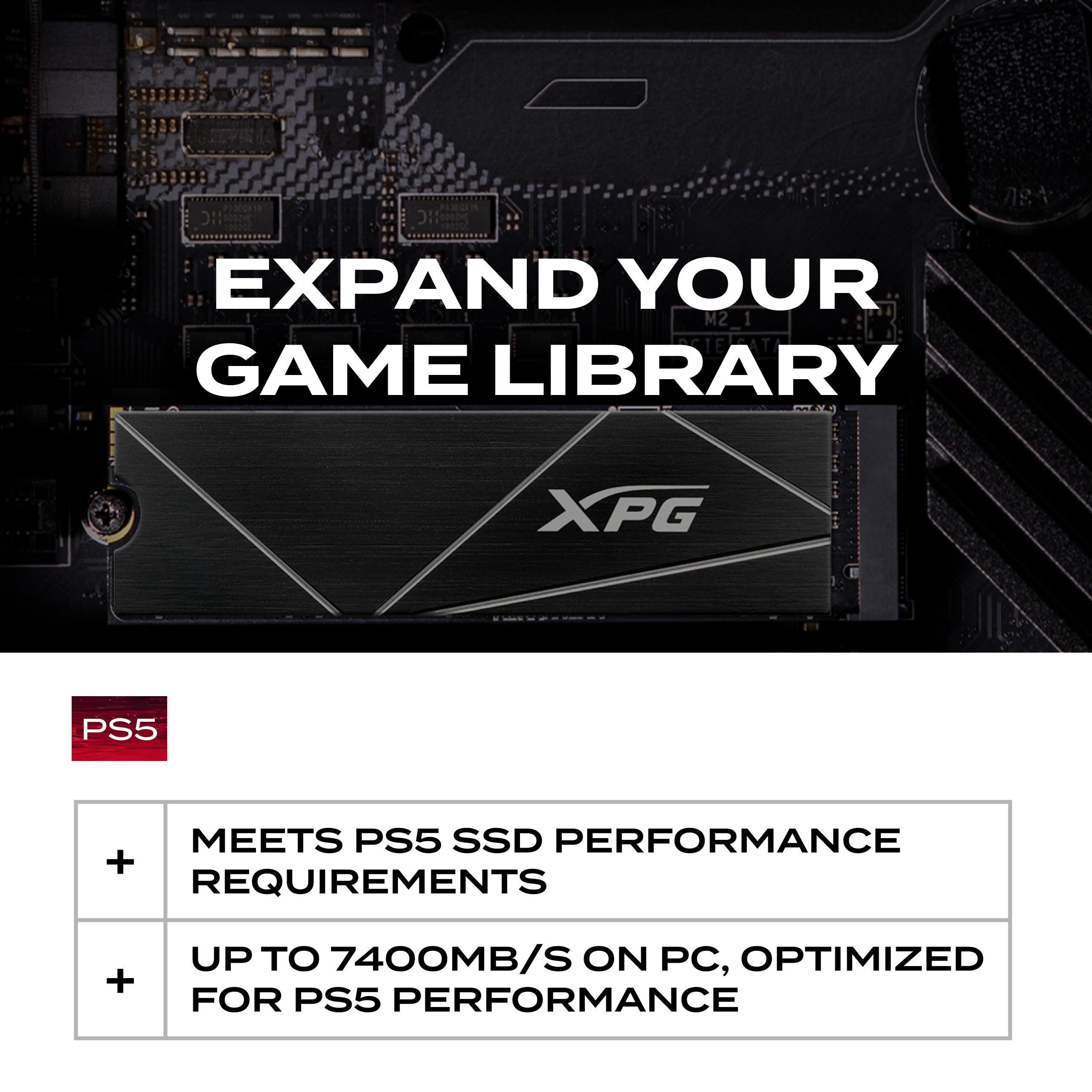 ADATA XPG XPG GAMMIX S70 Blade, Unidad de Estado Sólido SSD PCIe Gen4x4 M.2 2280, Rendimiento de Lectura/Escritura de 7400/6800 MB/s, 2TB (AGAMMIXS70B-2T-CS)