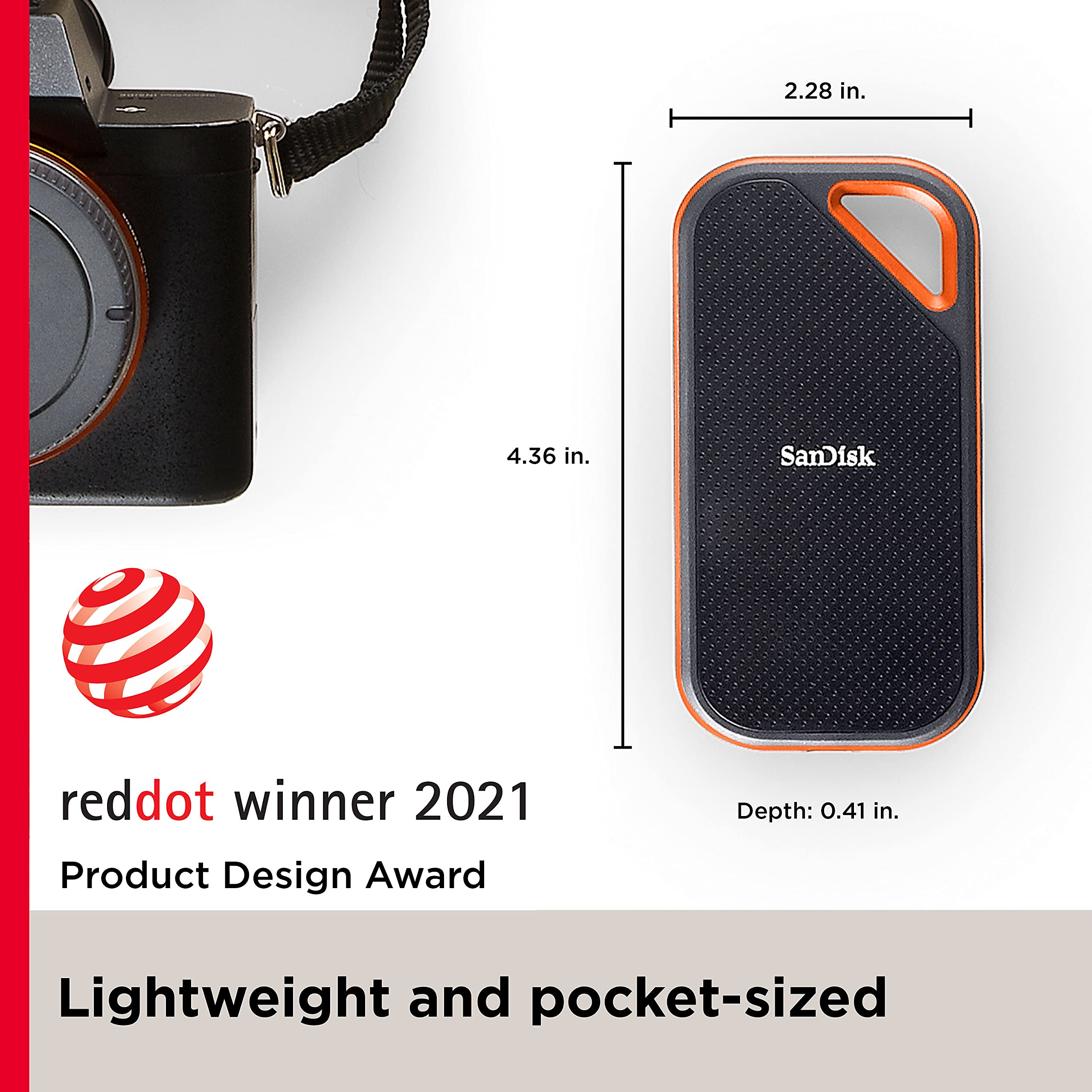 SanDisk SSD portátil Extreme Pro de 4 TB - hasta 2000 MB/s - USB-C, USB 3.2 Gen 2x2 - Unidad Externa de Estado sólido - SDSSDE81-4T00-G25