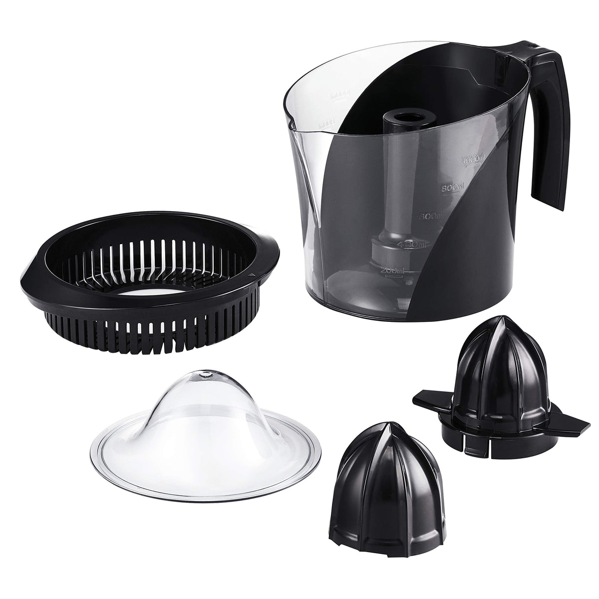T-fal Exprimidor de Jugo Power Press cuenta con 2 conos removibles y una Jarra de 1 litro con un motor de 40 W de potencia, una gran opción para hacer jugos, Negro e Inoxidable, ZP200855