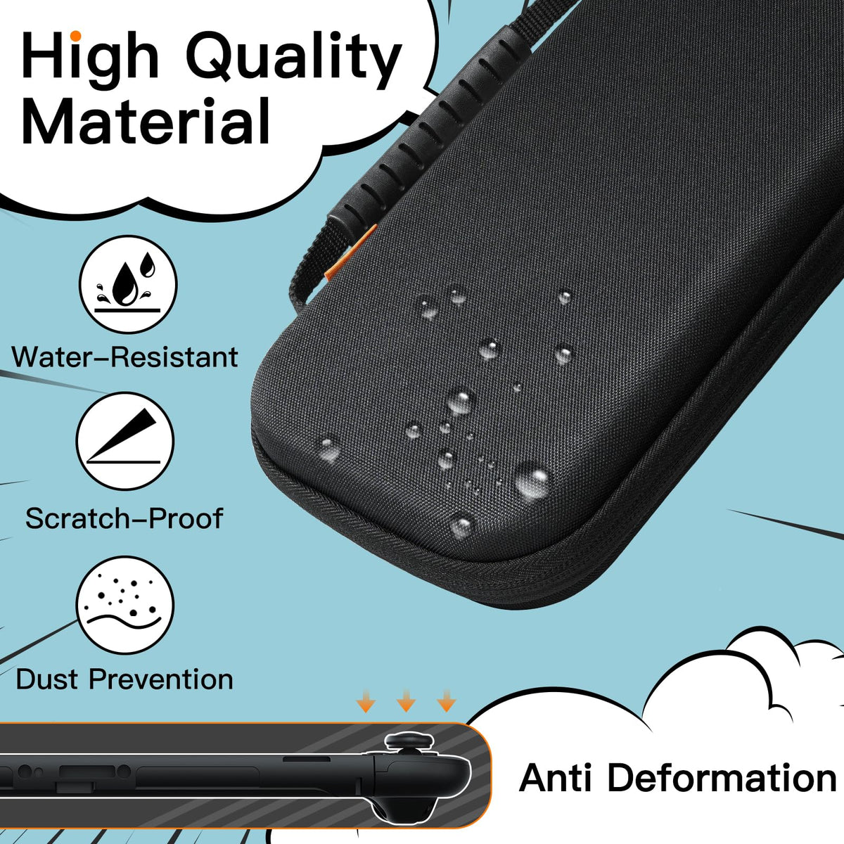 JETech Estuche Transporte para Nintendo Switch 2 (2025) 7.9 Pulgadas, Bolsa Viajar Portátil Dura Caparazón con 10 Ranuras para Tarjetas Juego y Bolsillo Accesorios, Anti-Arañazos (Negro)