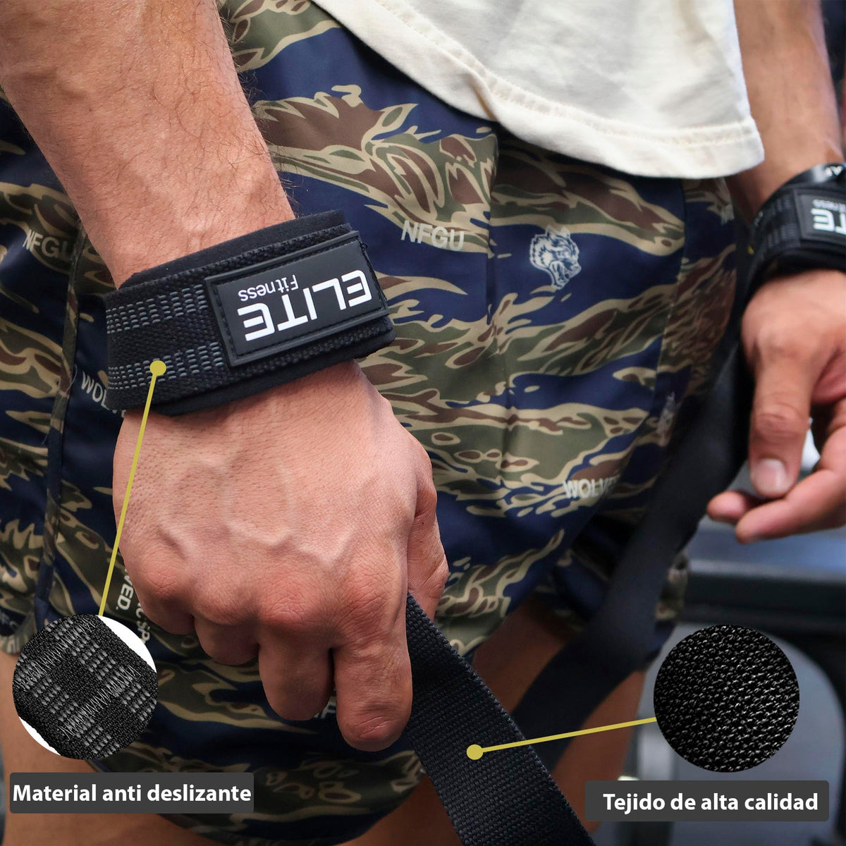 Elite Fitness Correas acolchonadas para Levantamiento de Pesas, Straps para Gimnasio (PAR), Correas de Soporte, Straps de Gym para Proteccion de Dedos y muñecas (Negro)