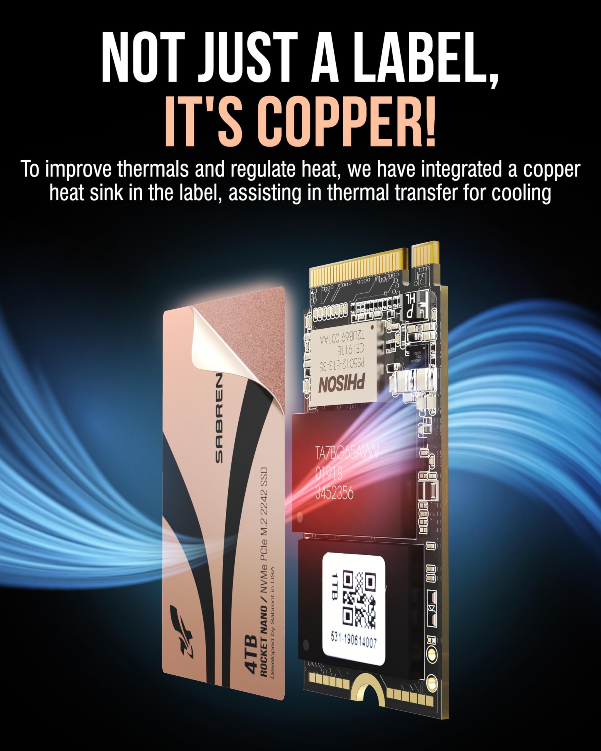 SABRENT Rocket 2242 4TB NVMe SSD, PCIe 4.0 x4 M.2 2242 Unidad de Estado sólido Interna, TLC NAND, hasta 7300MB/s de Lectura y 6400MB/s de Escritura, SSD Compacto para laptops, Mini PC y Dispositivos