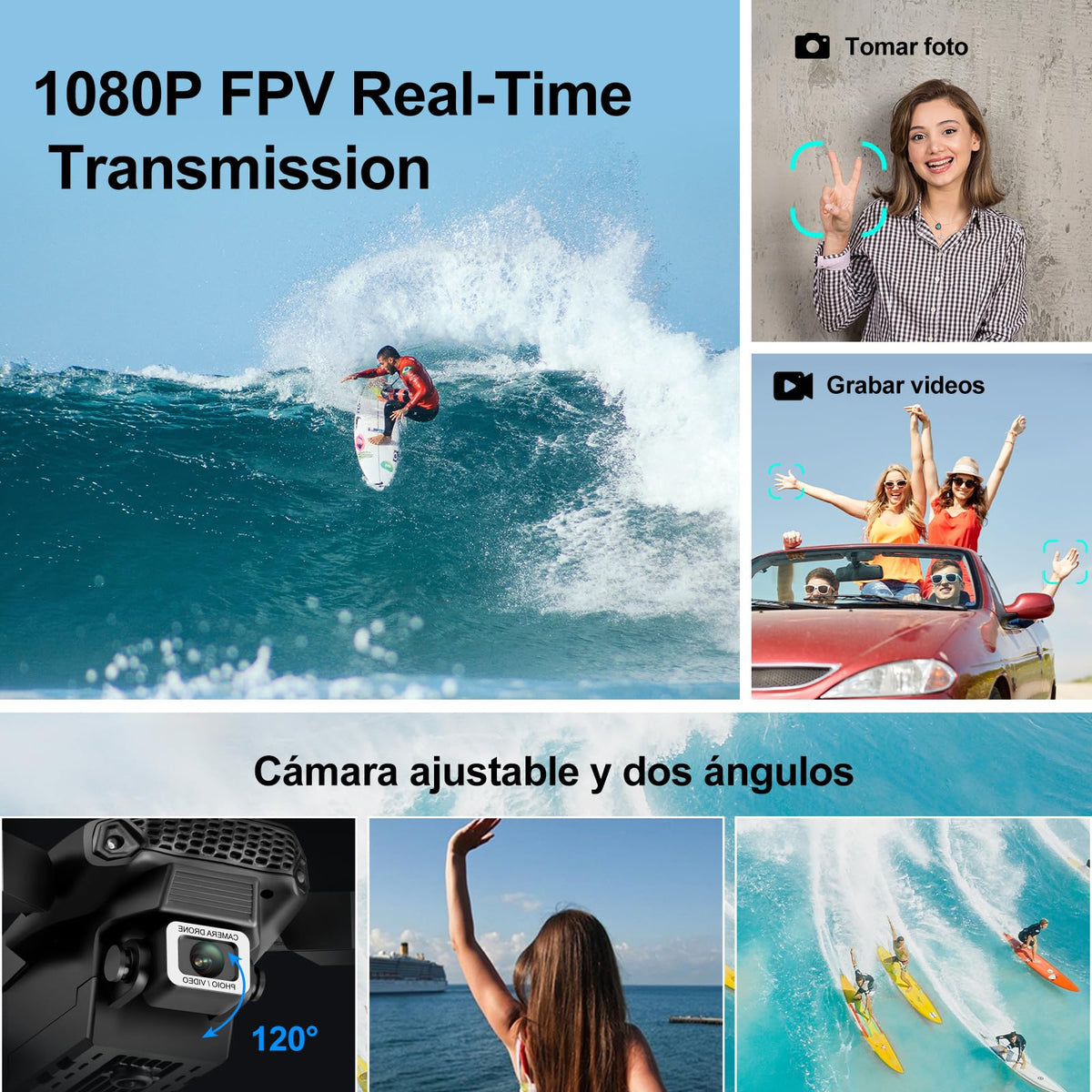 Ourlife Mini Drone con Cámara 4K Dual Hd, Drone Control Remoto Posibilidad de Giro de 360°, Drones Antisísmicos Rastrear El Vuelo de 100 Metros, Dron con Camara para Adolescentes Principiantes Regalo