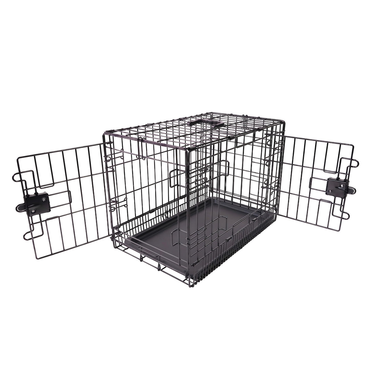 Amazon Basics - Caja plegable de alambre de metal para perro con bandeja, puerta doble, 30 pulgadas