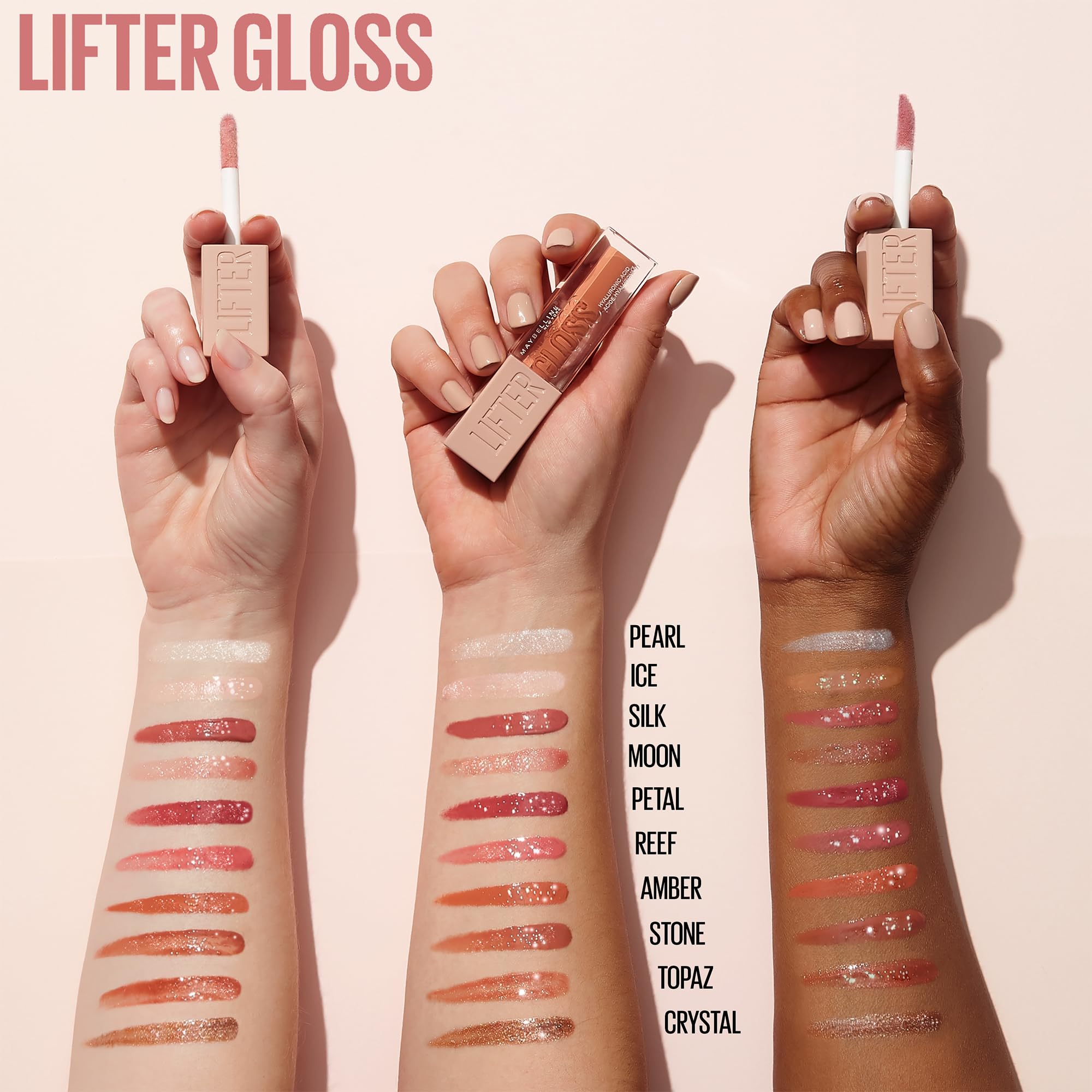 Maybelline Lifter Gloss Brillo Labial Hidratante con Ácido Hialurónico, Efecto Volumen, Aplicador XL, Hidratación Hasta por 4 Horas, Acabado Brillante, Tono 004 Silk