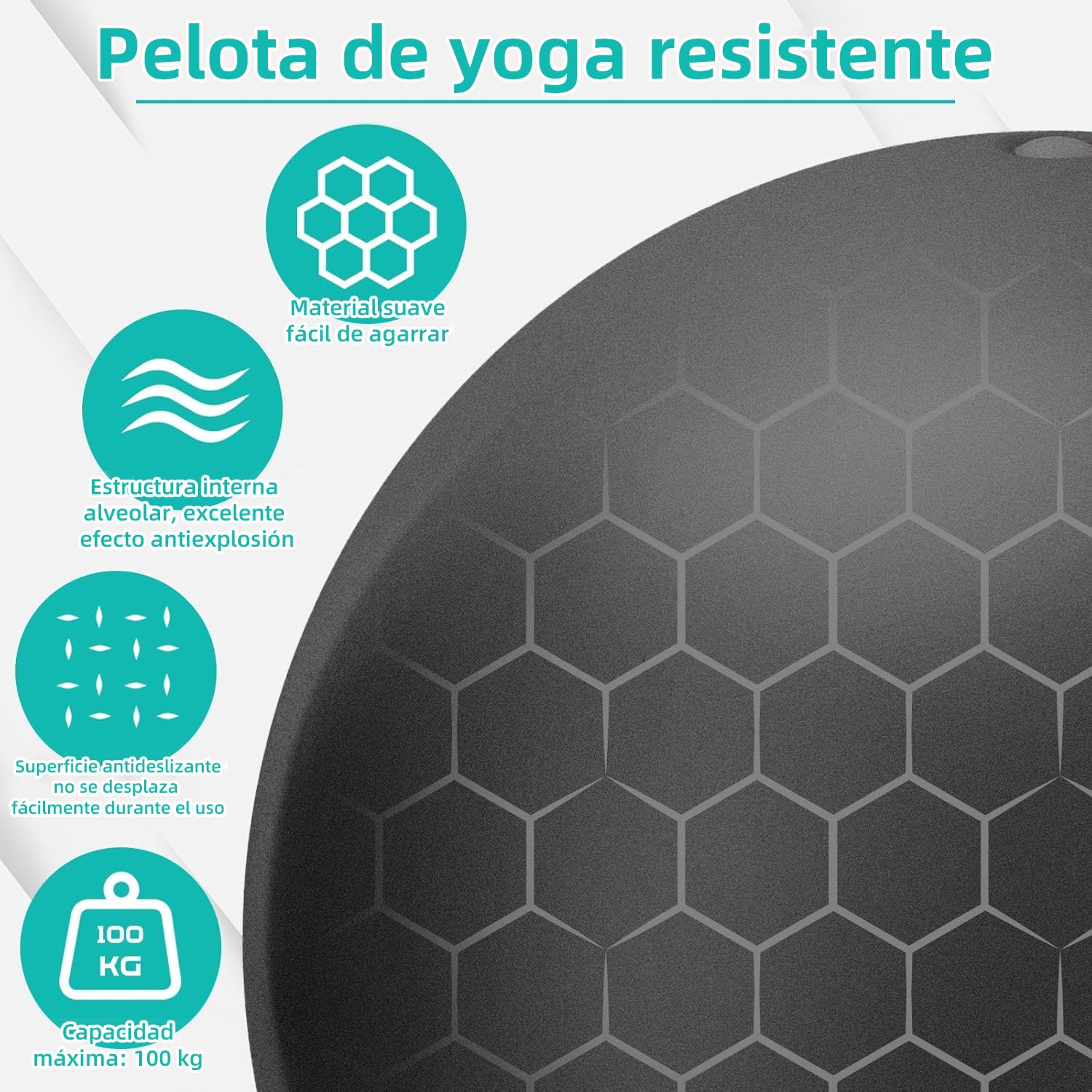 NEWKIBOU Pelota de Pilates (Fitball Anti-Burst) 25cm, 55cm, 65cm, 75cm - Pelota de Ejercicio para Yoga, Embarazo, Abdominales y Ejercicios Básicos - Incluye Bomba de Aire (Negro, 25CM)