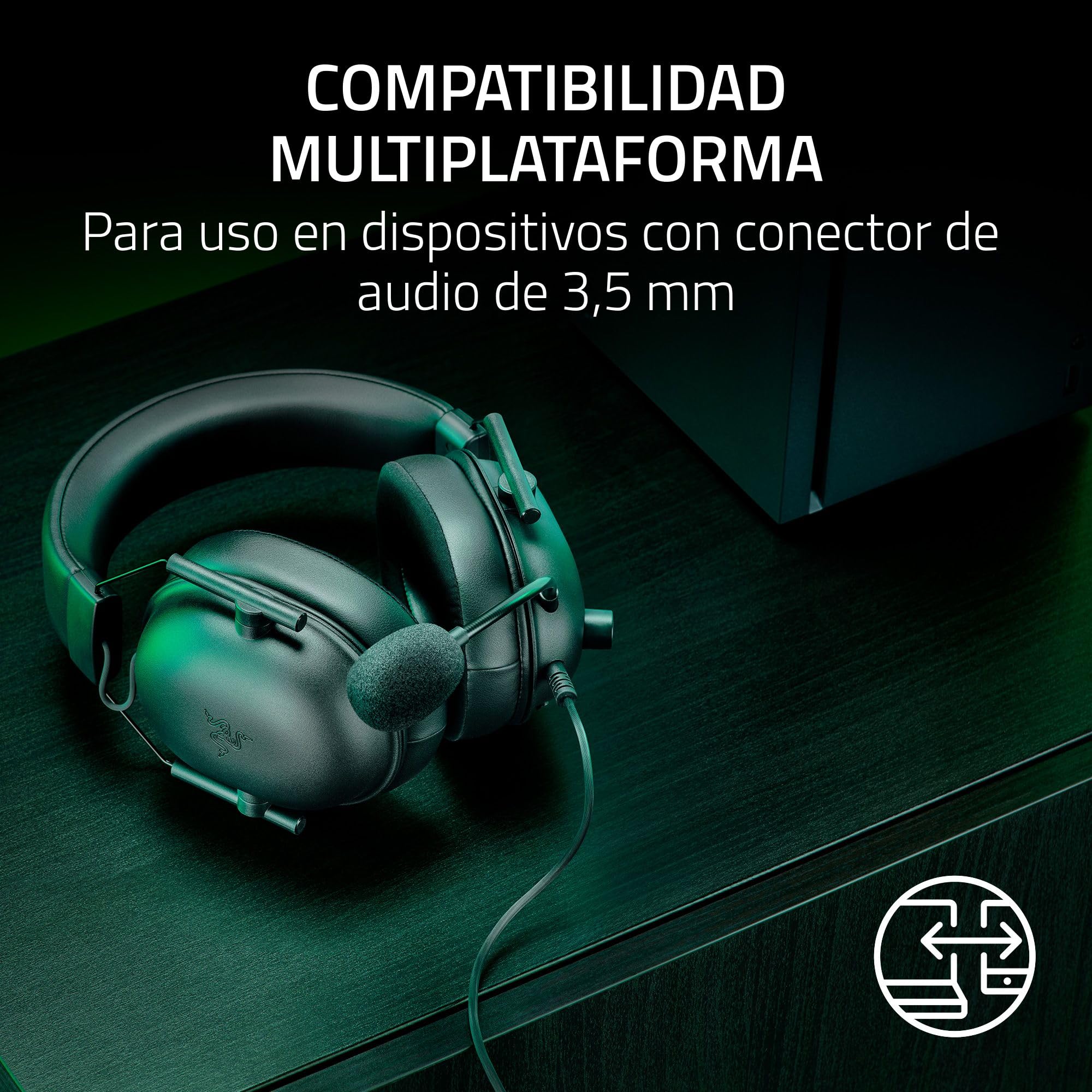 Razer BlackShark V2 X Auriculares para Xbox: Diafragmas de 50mm - Micrófono Cardioide - Ligero - Almohadillas Aislantes de Ruido - para Xbox Series X, Series S, PS5, PC, 3.5mm - Negro