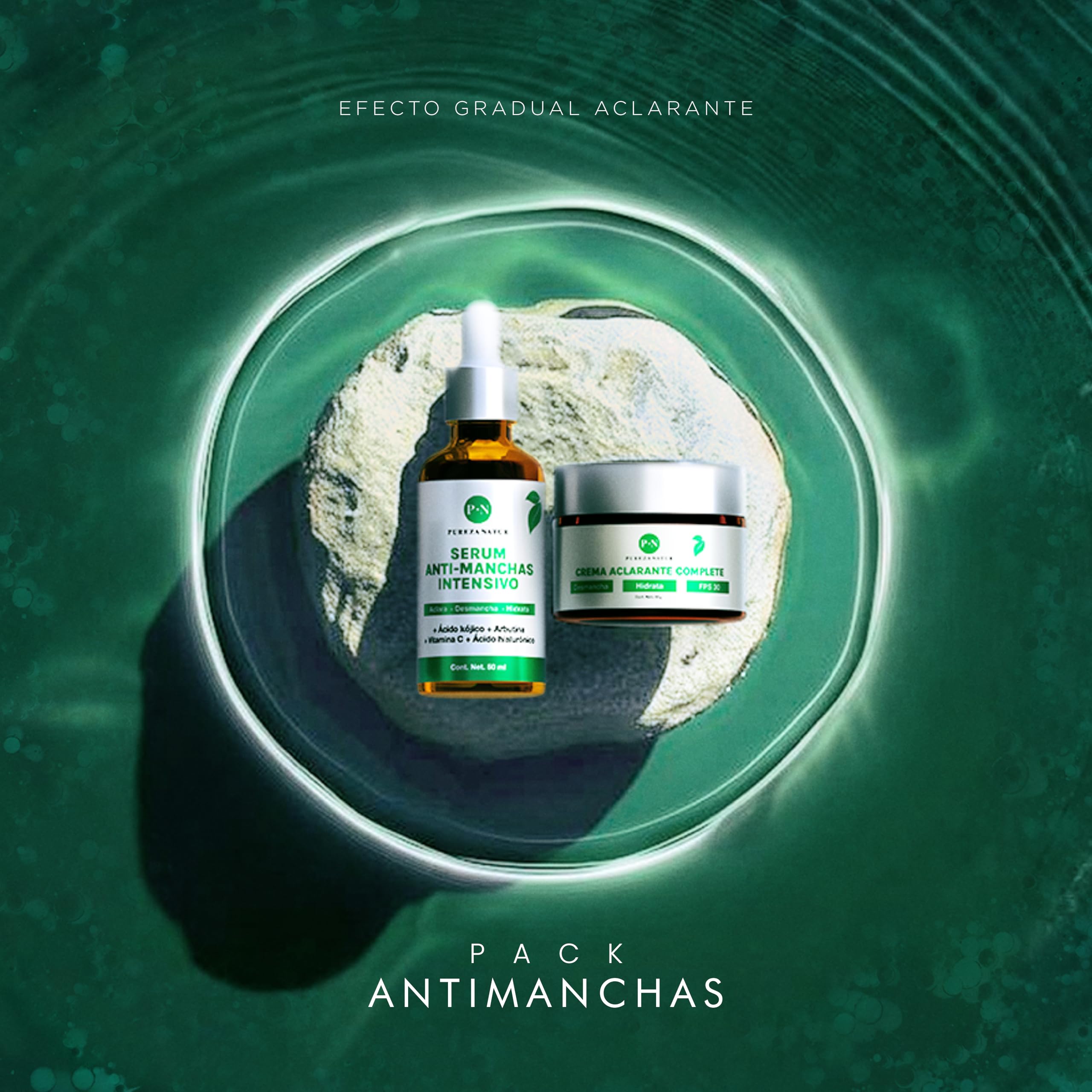 PUREZANATUR Pack Antimanchas Serum despigmentante y antimanchas intensivo + Crema aclarante | Paquete completo de serum para el cuidado de la piel, hidratación y rejuvenecimiento (Pack Antimanchas)