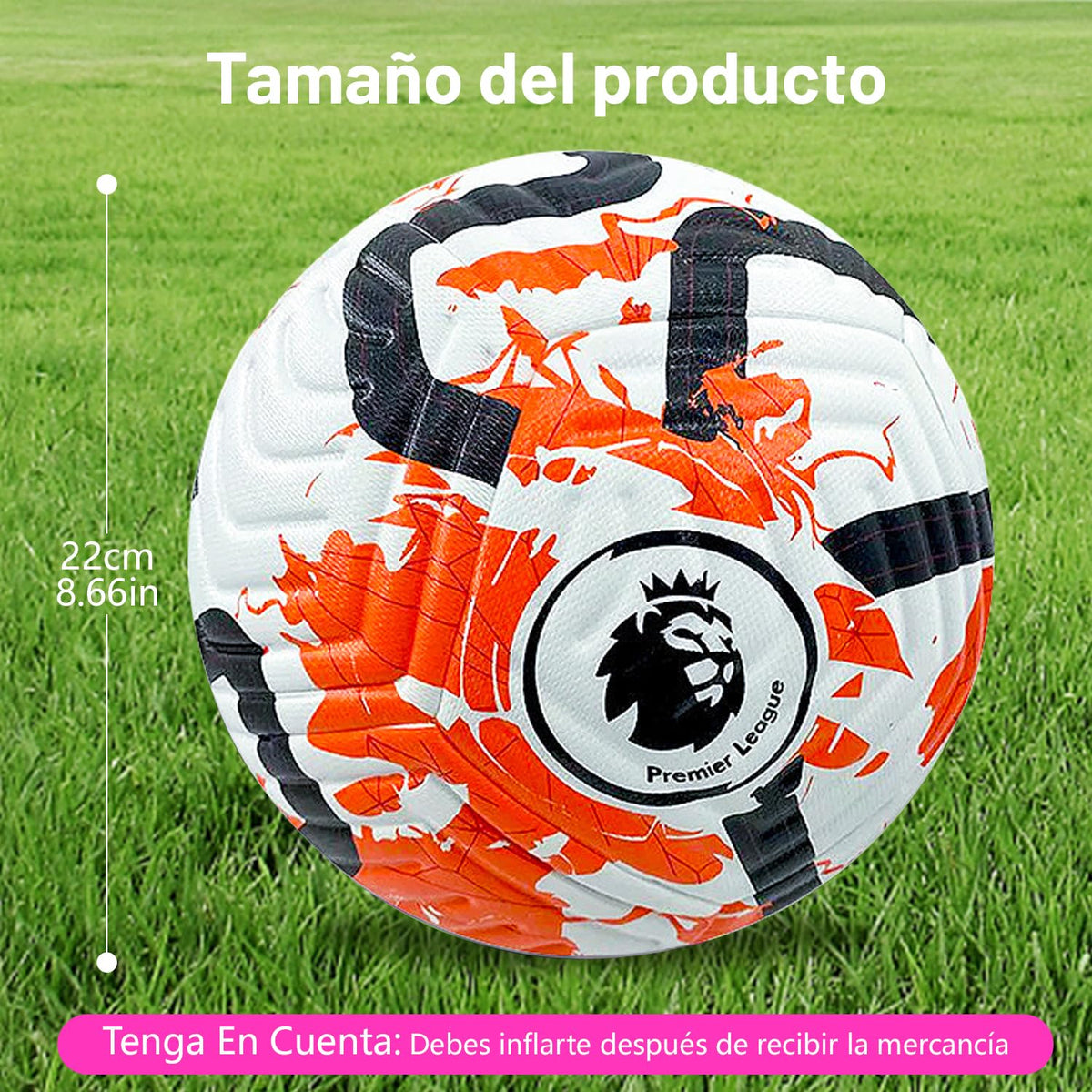 QMCZLA Balón de fútbol de Entrenamiento Juvenil,tamaño Normal de Partido 5, con Red de Pasador,para niños y Adultos,Soccer Lovers Gift, Champions League Football Fans Memorabilia.(OZZQ-Color Naranja)