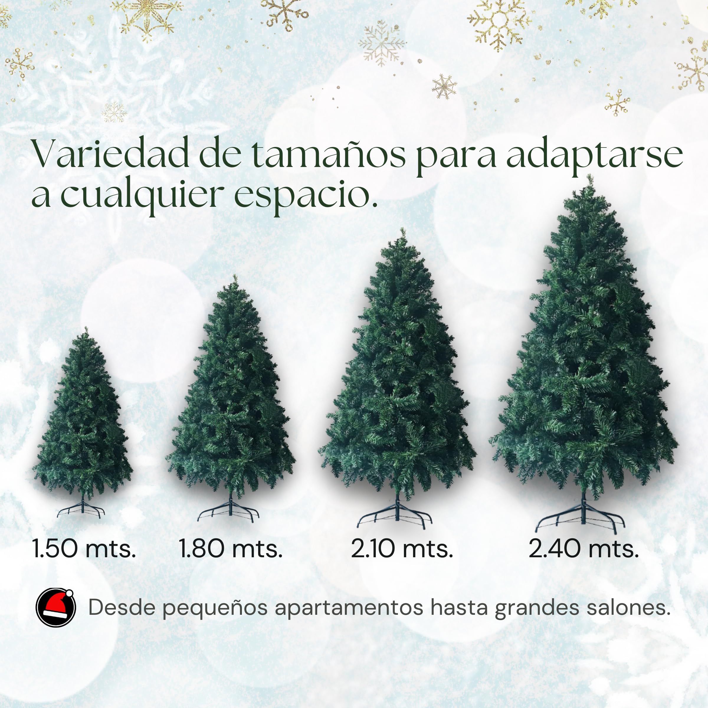 EL SANTA Árbol de Navidad Tradicional Color Verde, de 1.50 Metros de Altura, Hoja Tradicional, fácil de armar, Apariencia Completamente Natural, práctico y Ligero, Color Verde (1.50 M)