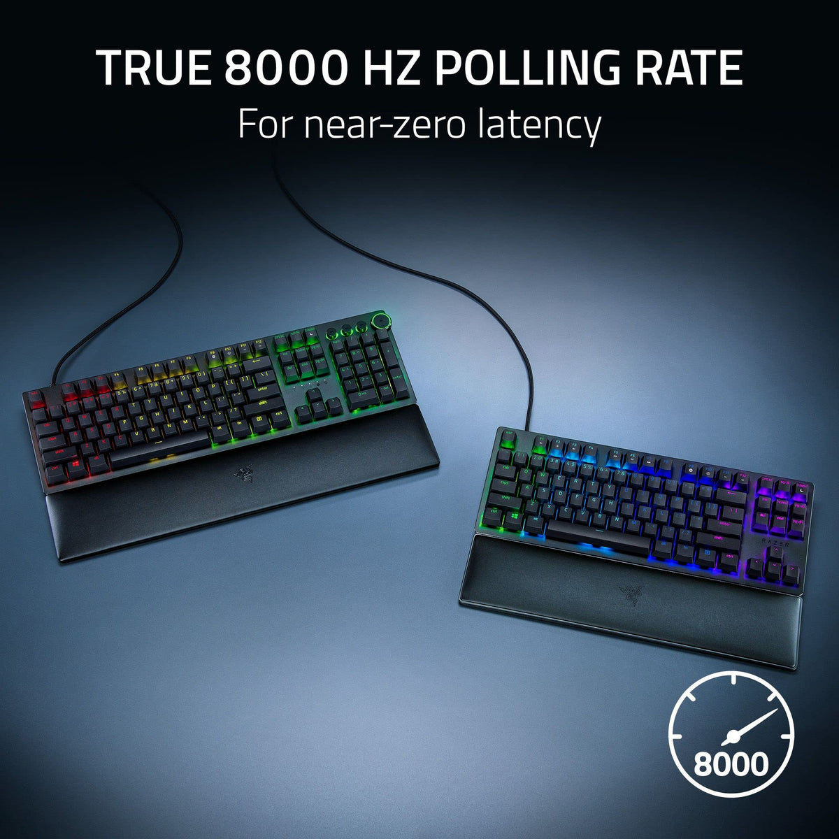 Razer Teclado óptico para juegos: Huntsman V2 con interruptores ópticos más rápidos - Teclas PBT de doble encendido - Teclado ergonómico (Reacondicionado)