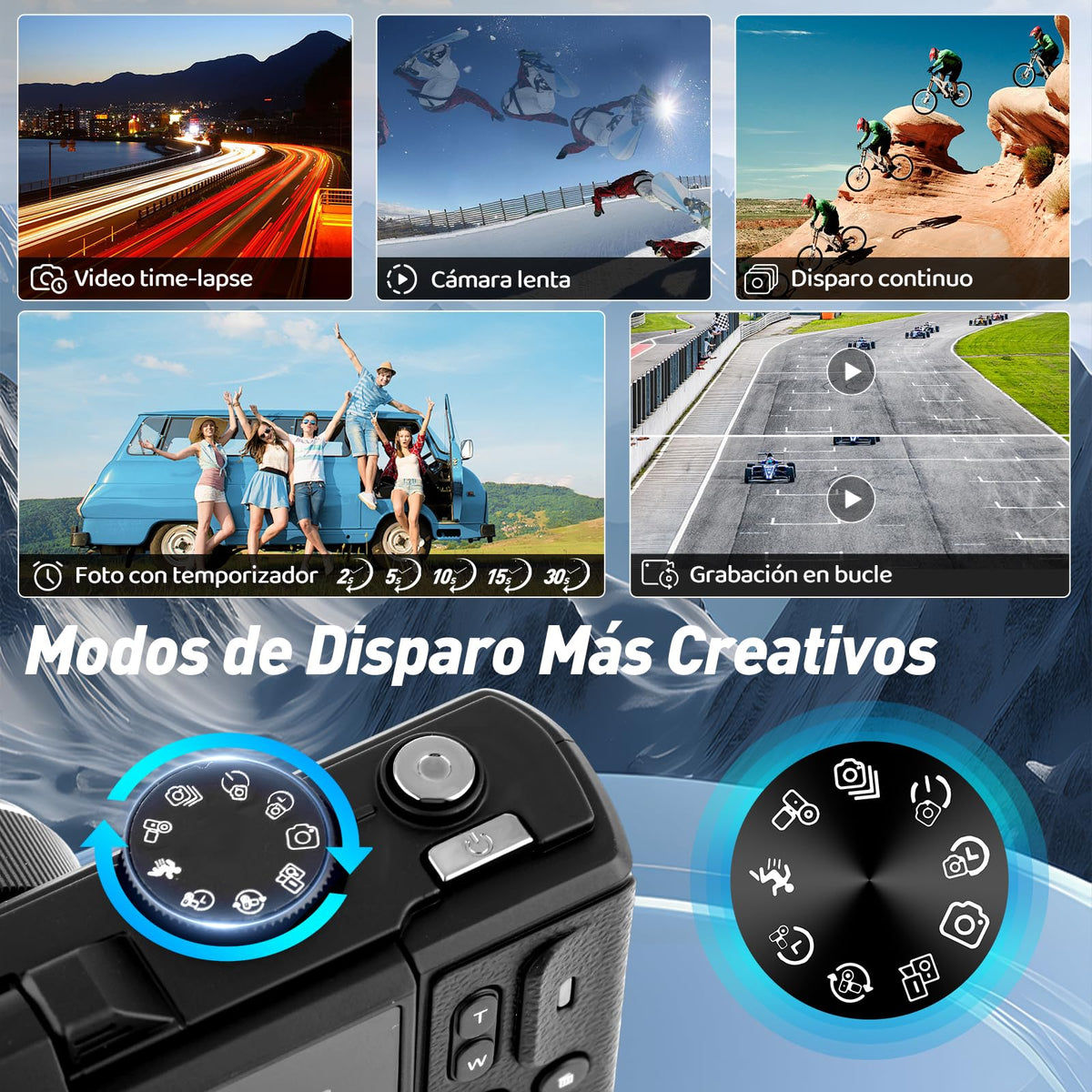 Camara Digital 5K Ultra HD, Camara Fotografica 75 MP, Cámara de Vlogueo Admite [WiFi y APP], Pantalla Giratoria 180° de 3 Pulgadas, Enfoque Automático 18X, Cámara para Viajes, Fotografía(nergo)