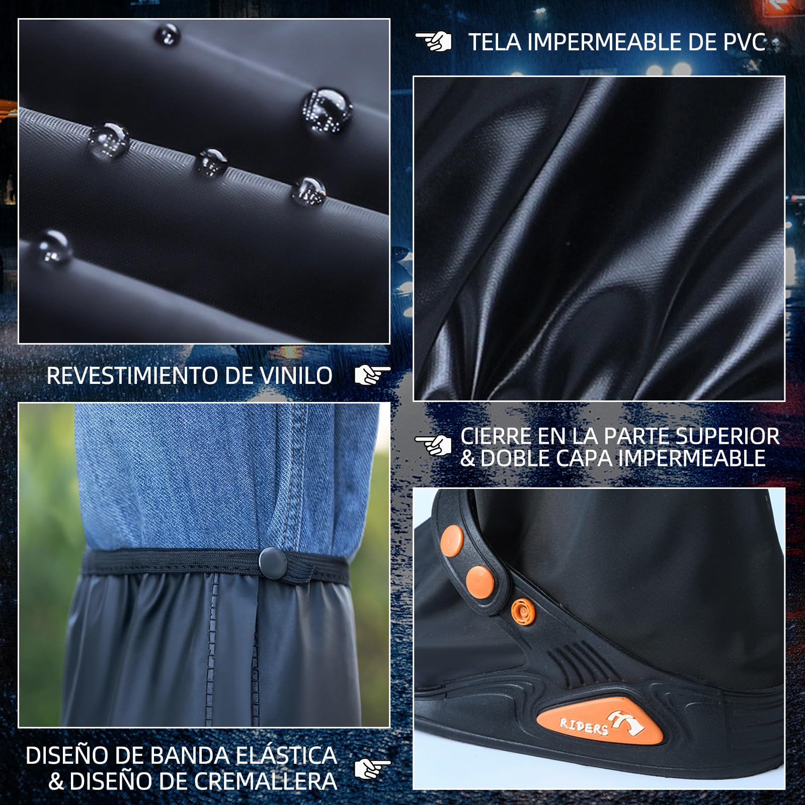 NUOWEI Cubiertas De Zapatos Impermeable, Reutilizable Protector De Zapatos con Tira Reflectante y Cremalleras, Protector De Zapatos Impermeable para Exteriores para Hombres y Mujeres