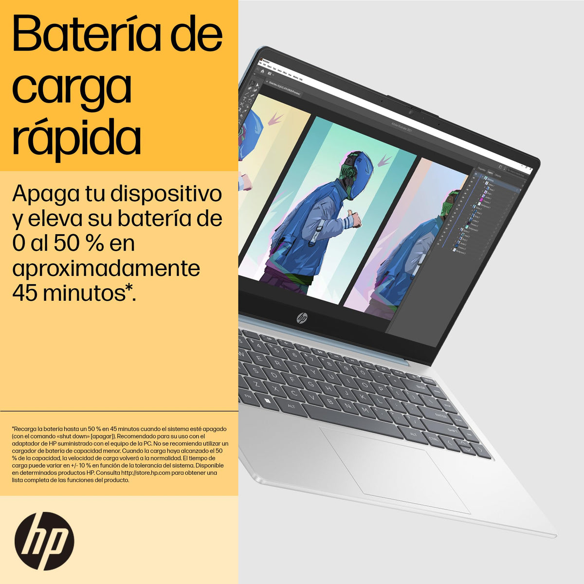 HP Laptop 14-em0001la, AMD Ryzen 3, 8 GB, 256 GB SSD, 14, FHD, Windows 11, Teclado en Español, Garantía México, Azul