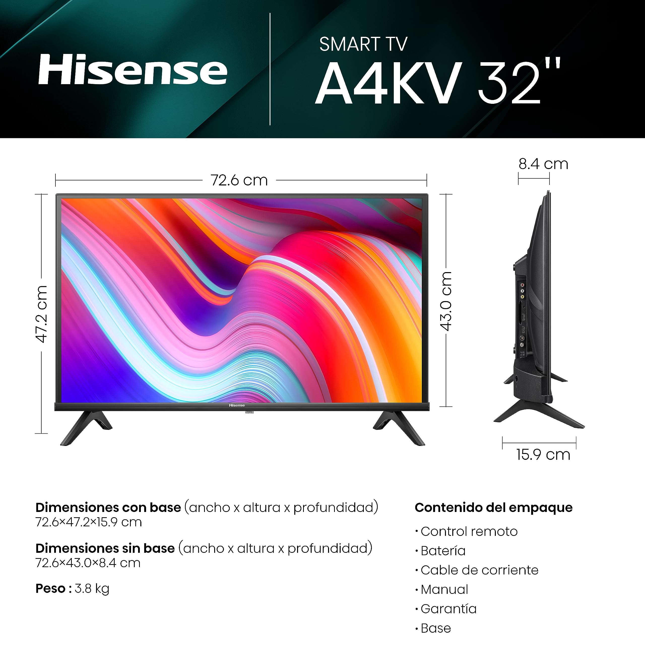 Hisense Pantalla 32" Pulgadas Smart TV VIDAA 32A4KV