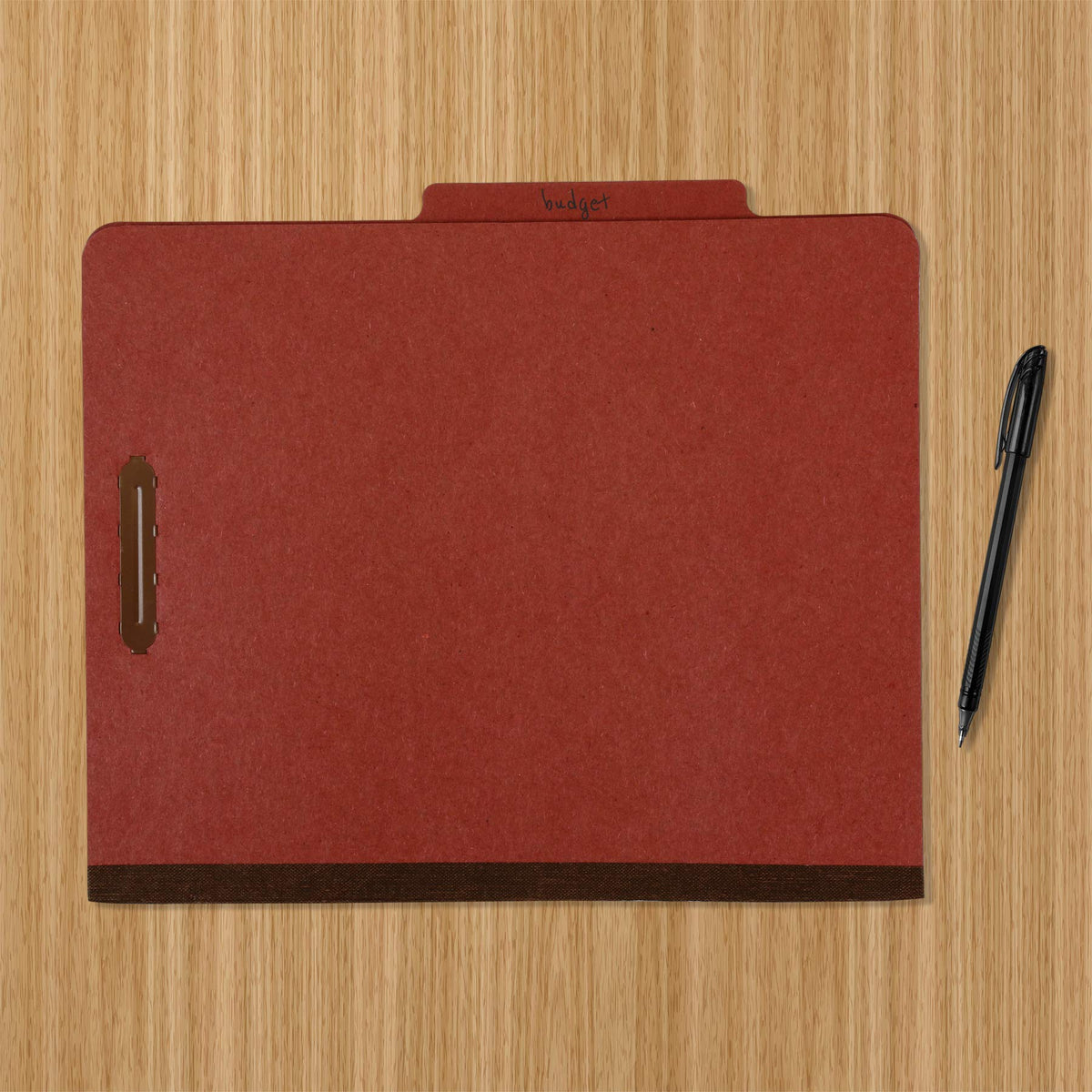 Amazon Basics Carpeta Clasificadora con Sujetadores, 100 % Reciclada, 1 Separador, Lomo Integrado de 5 cm, Tamaño Carta, Rojo, Paquete de 10