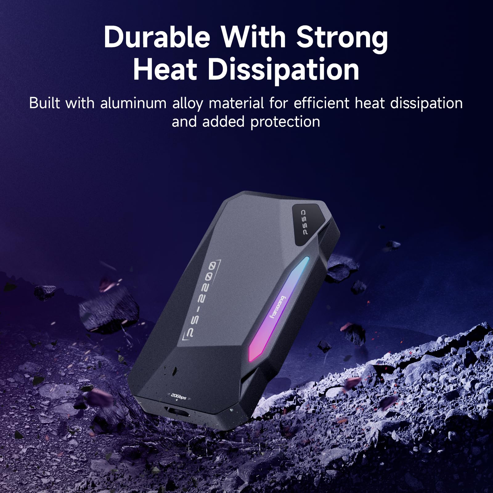 SSD Portátil Magnético 1TB, 2050MB/s, SSD Externo USB 3.2 Gen 2x2, Grabación y Almacenamiento 4K ProRes, Aleación de Aluminio, Iluminación RGB Táctil, para iPhone 15/16/17, Android, PC y Mac, PS2200