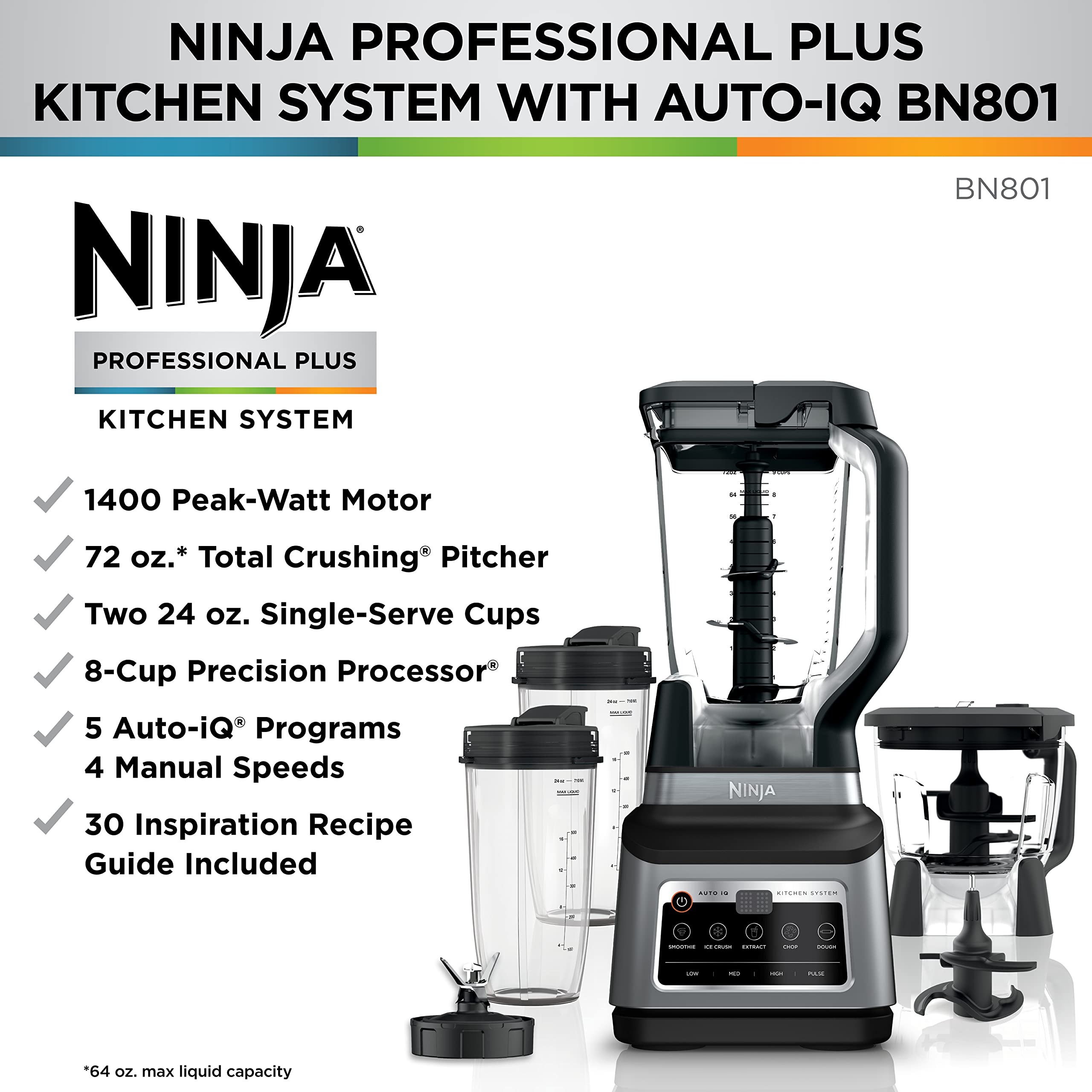 Ninja - Sistema de Cocina 3 en 1, Set Licuadora con 5 programas | BN801