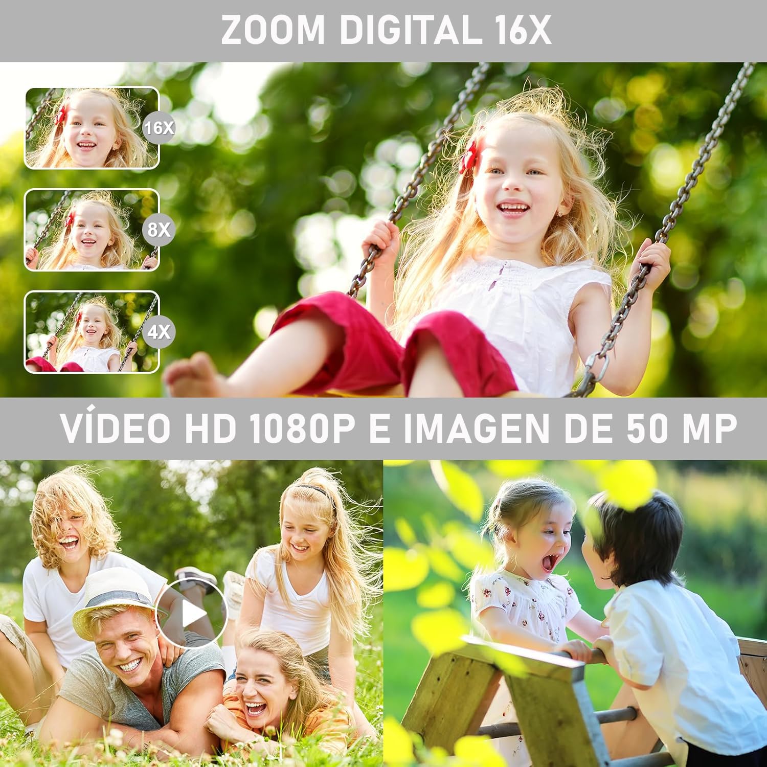 Cámara Digital,Cámara Digital para Niños FHD 1080P 50MP Vlogging con Tarjeta 64GB,Pantalla IPS de 2.4'',Zoom 16X,Anti-Shake y Disparo Continuo Camara Fotografica Digicam Regalo para Niñas (Rosa)
